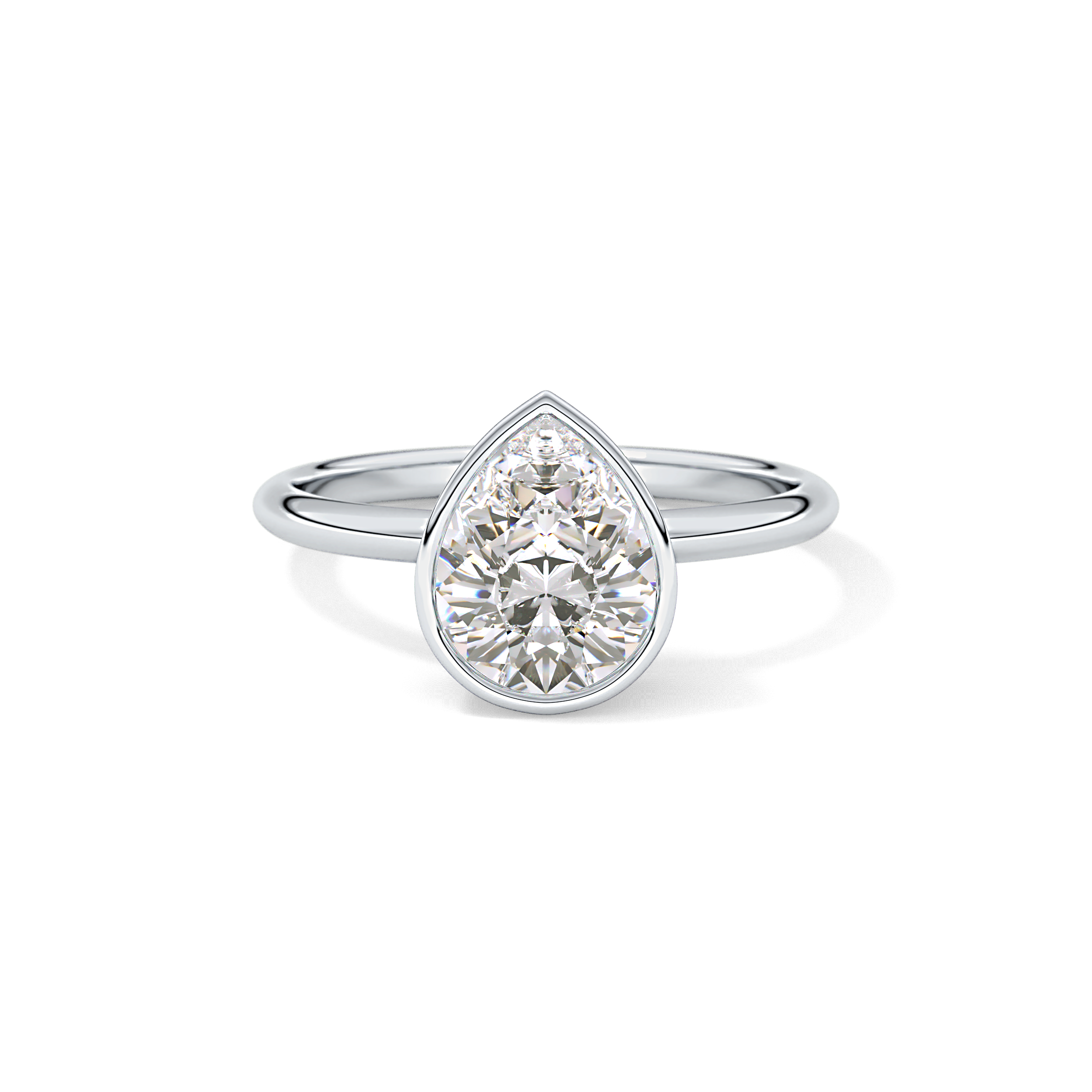 Pear Bezel Lab Grown Engagement Ring