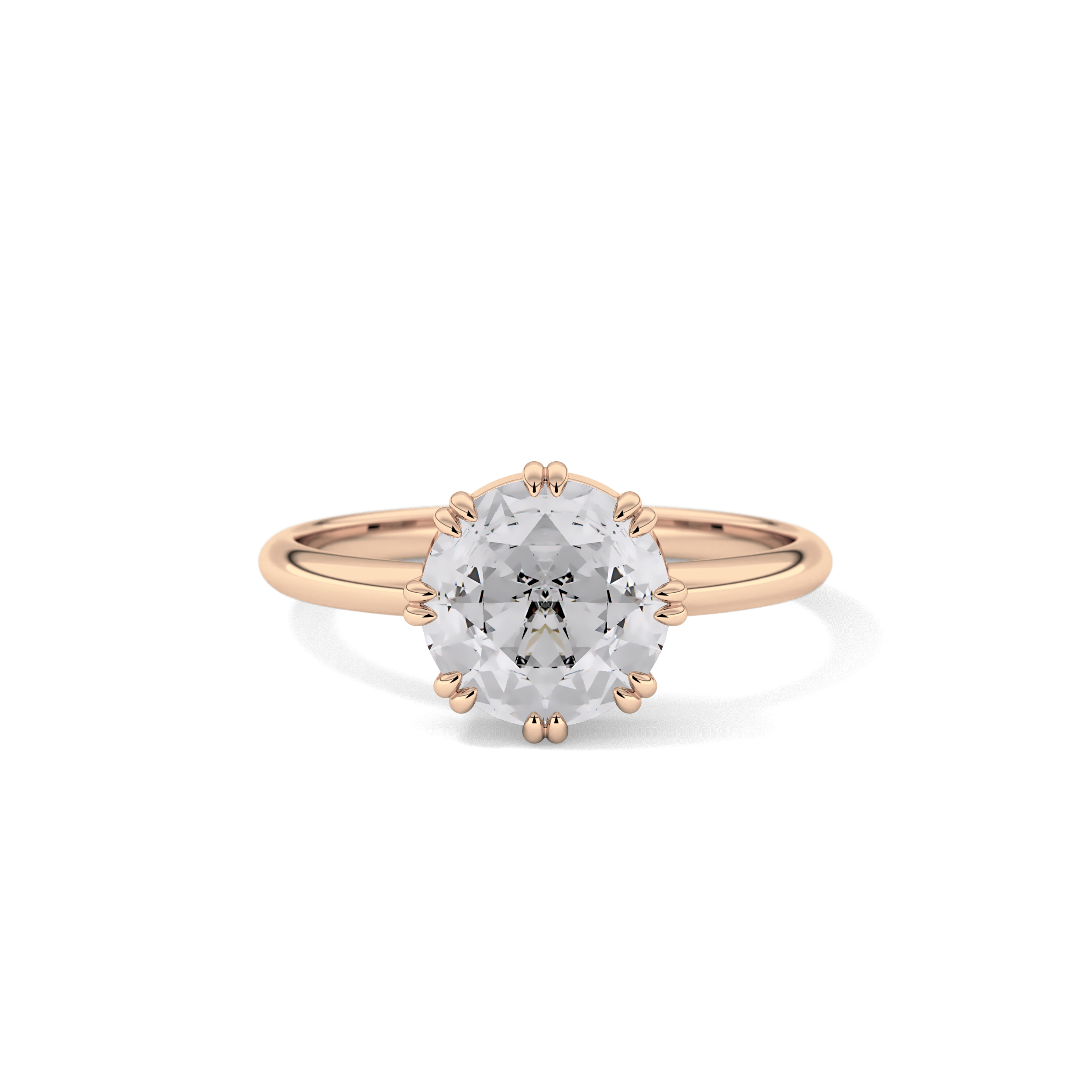 Rose Solitaire Lab Grown Engagement Ring
