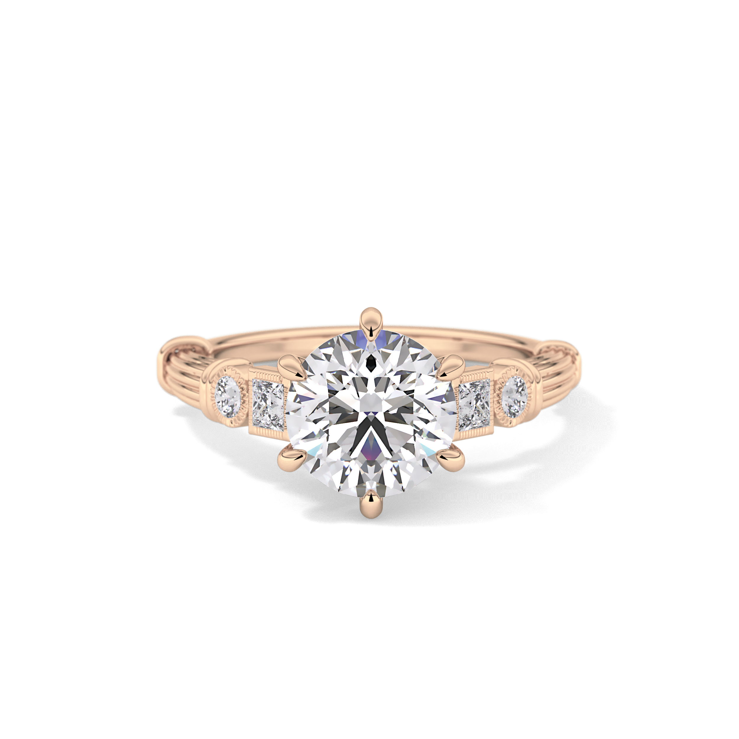Round Cluster Lab Grown Diamond Engagement Ring