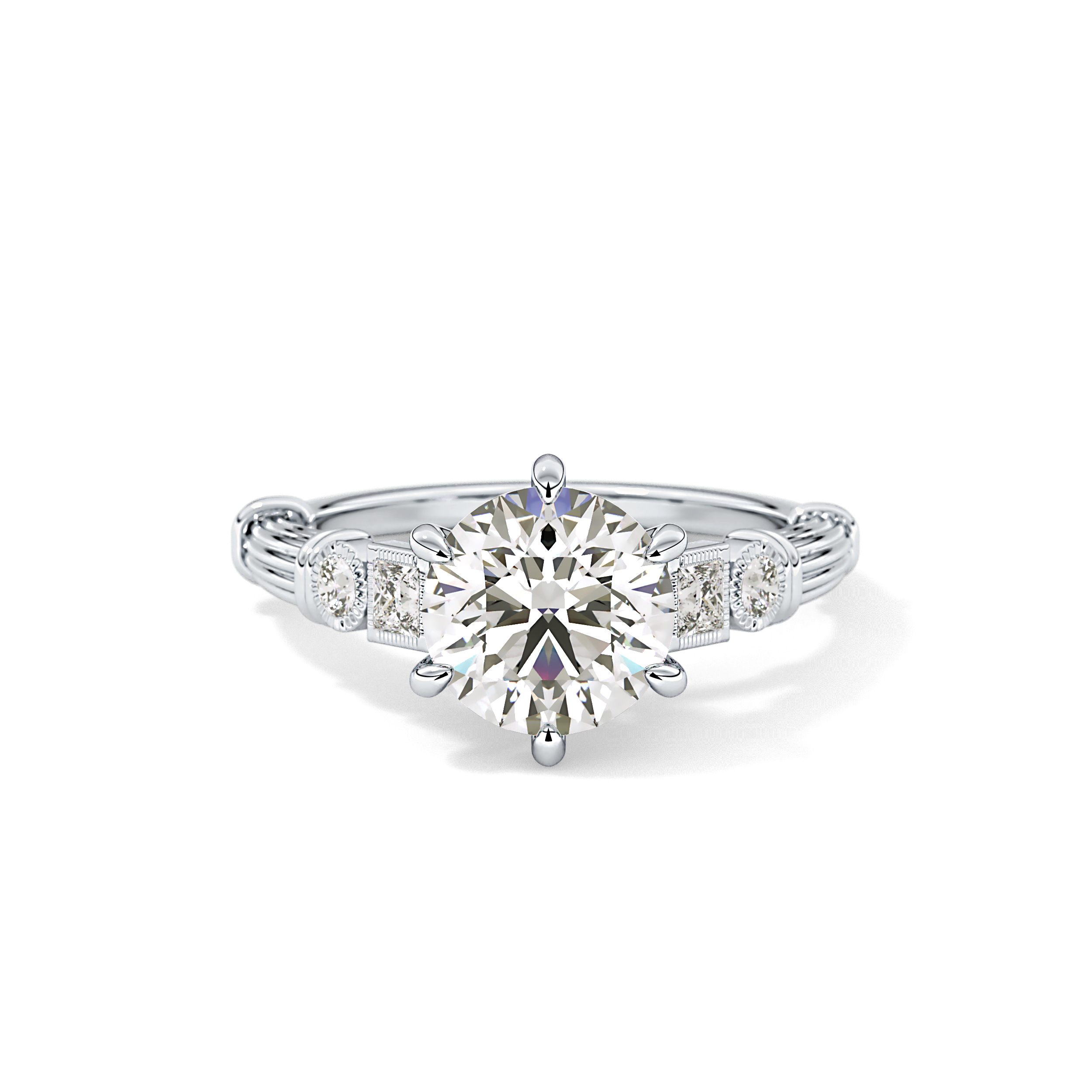 Round Cluster Lab Grown Diamond Engagement Ring