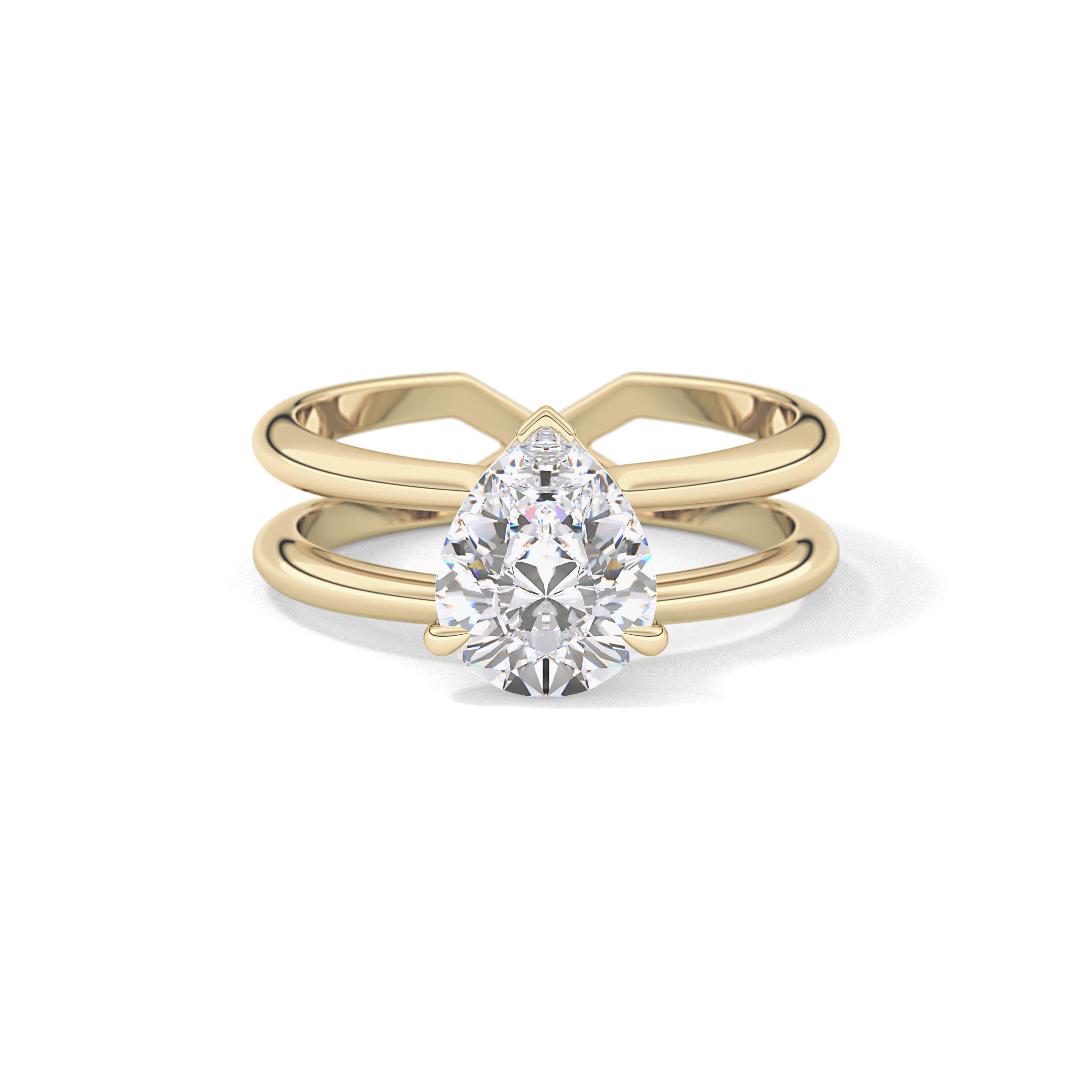 Pear Double Shank & Hidden Halo Lab Grown Diamond Engagement Ring