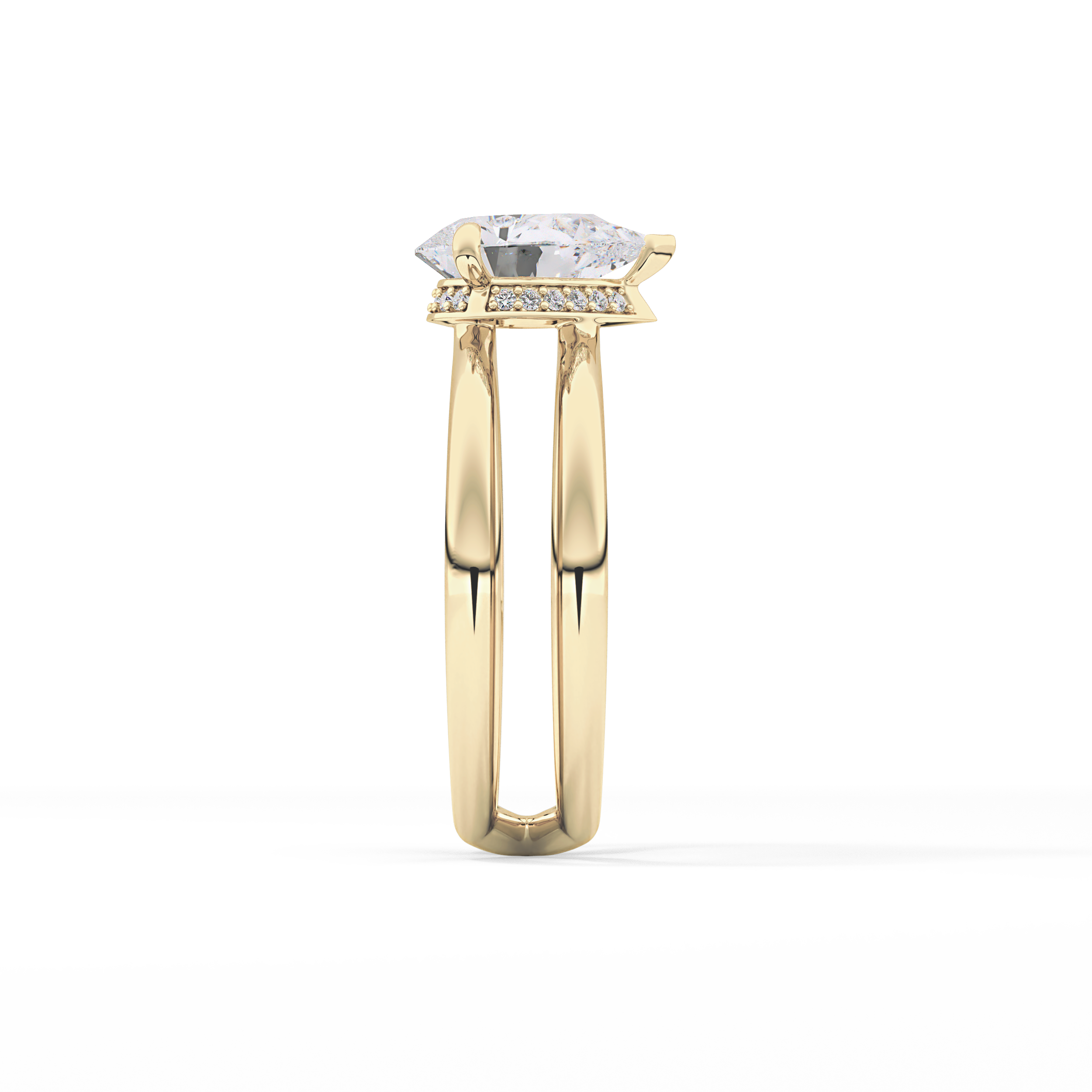 Pear Double Shank & Hidden Halo Lab Grown Diamond Engagement Ring