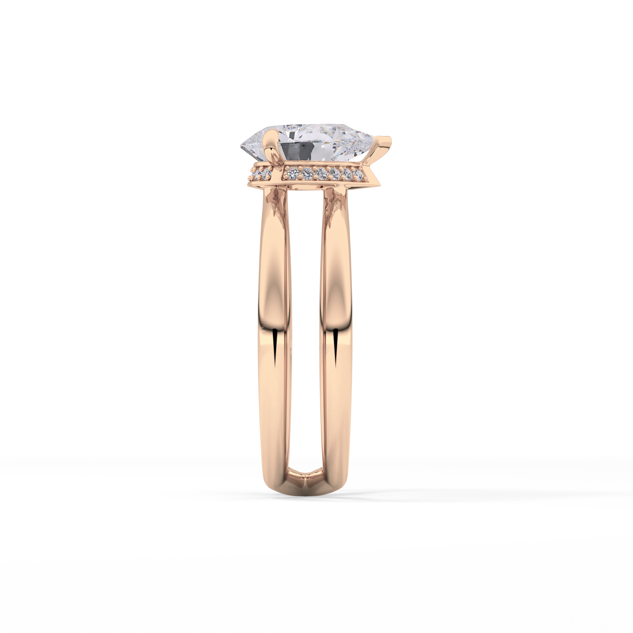 Pear Double Shank & Hidden Halo Lab Grown Diamond Engagement Ring