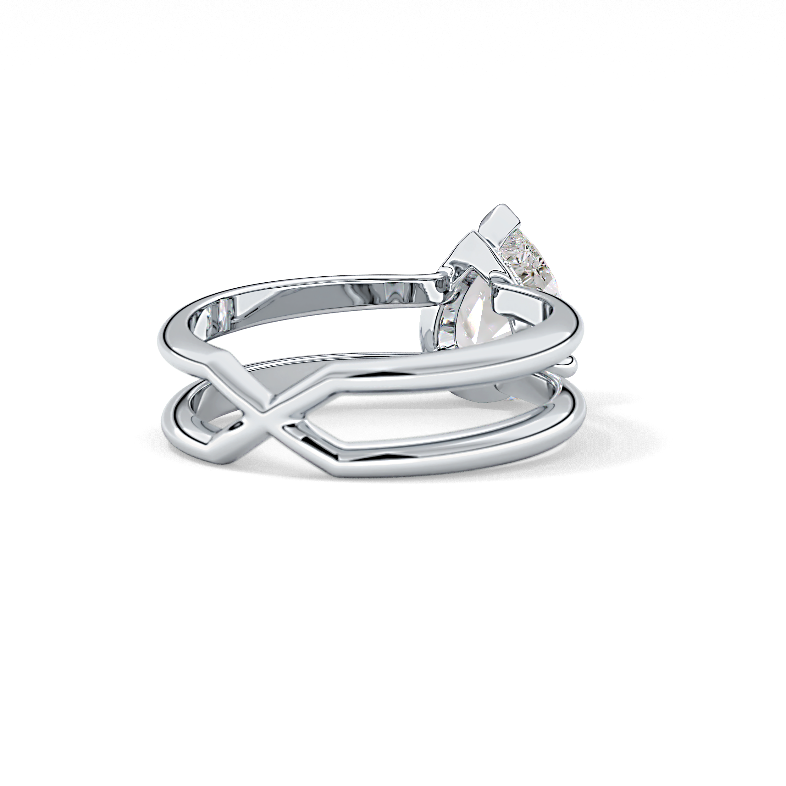 Pear Double Shank & Hidden Halo Lab Grown Diamond Engagement Ring