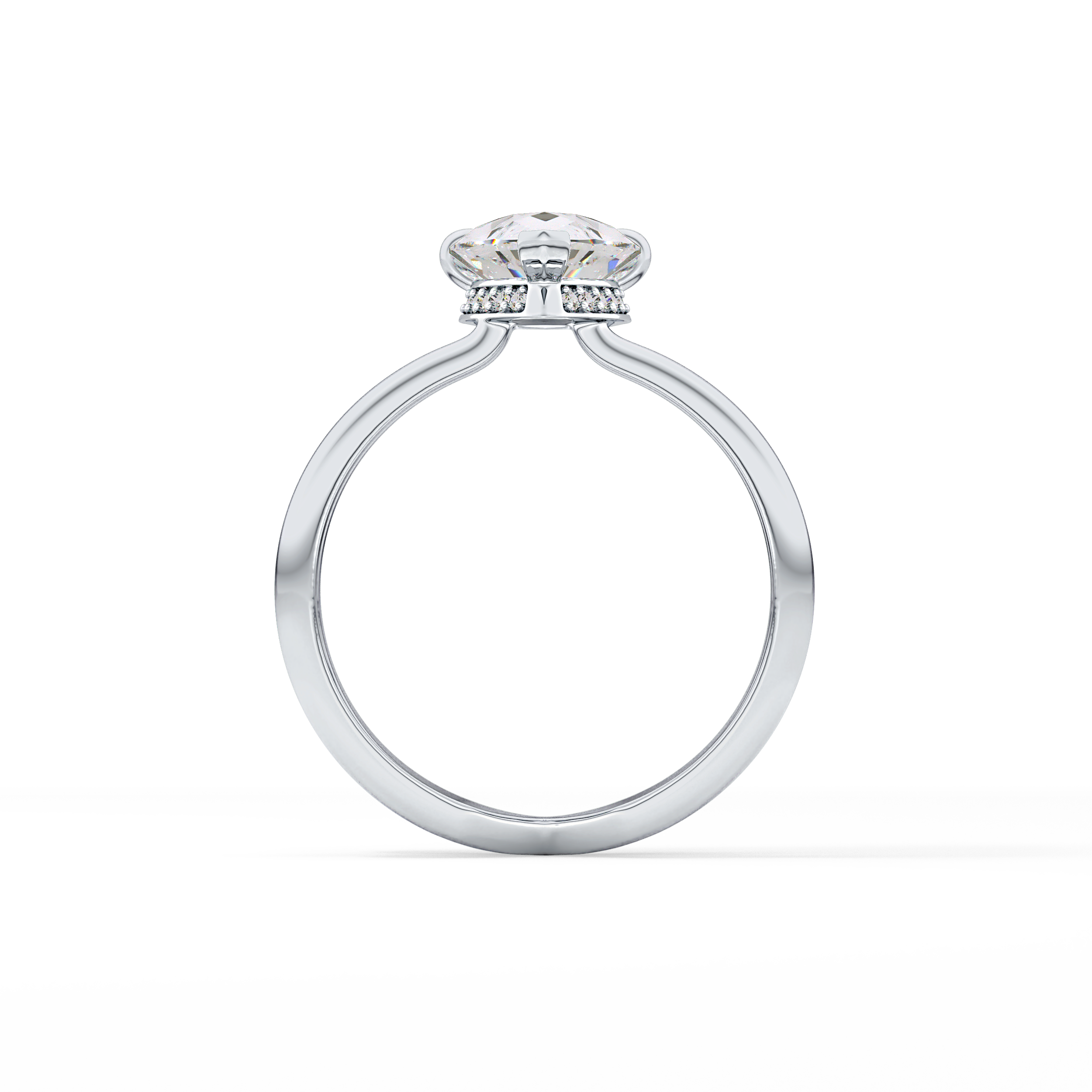 Pear Double Shank & Hidden Halo Lab Grown Diamond Engagement Ring