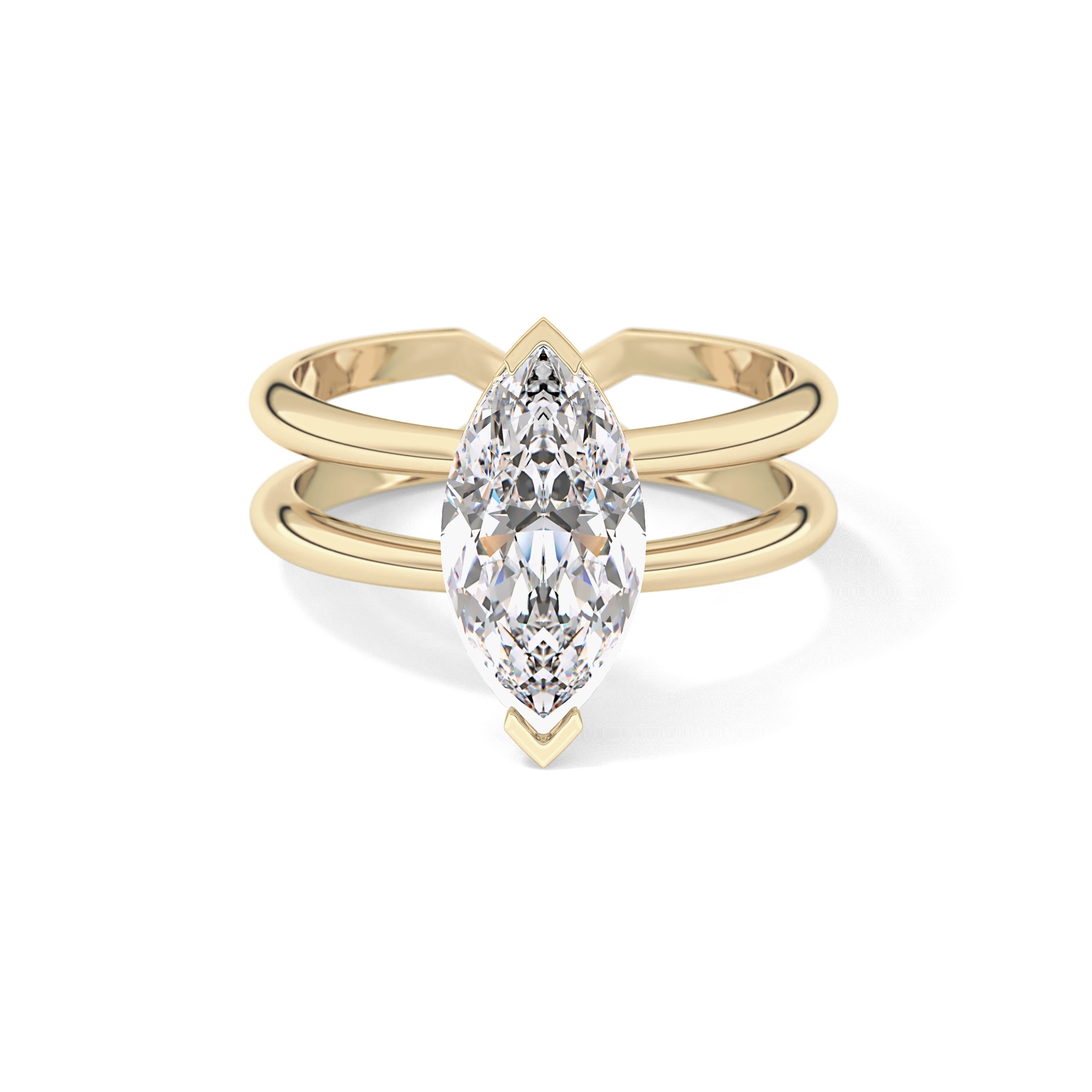 Marquise Double Shank & Hidden Halo Lab Grown Diamond Engagement Ring