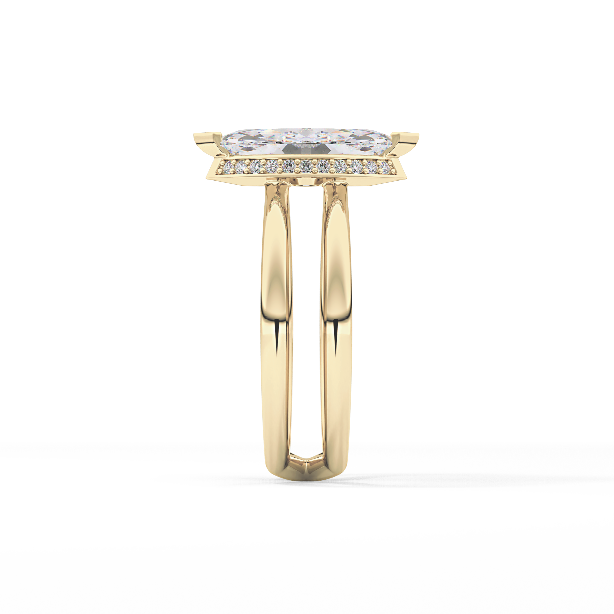 Marquise Double Shank & Hidden Halo Lab Grown Diamond Engagement Ring