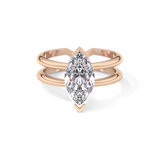 Marquise Double Shank & Hidden Halo Lab Grown Diamond Engagement Ring