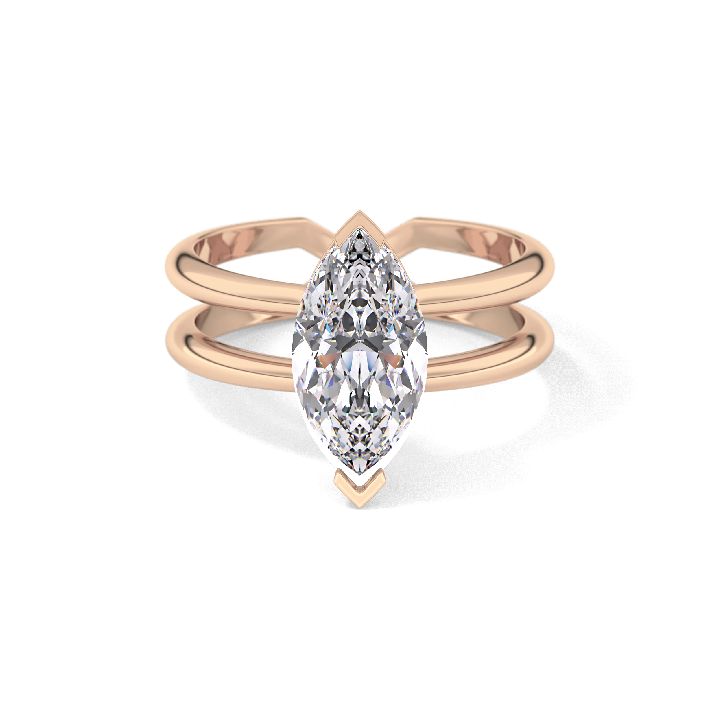 Marquise Double Shank & Hidden Halo Lab Grown Diamond Engagement Ring