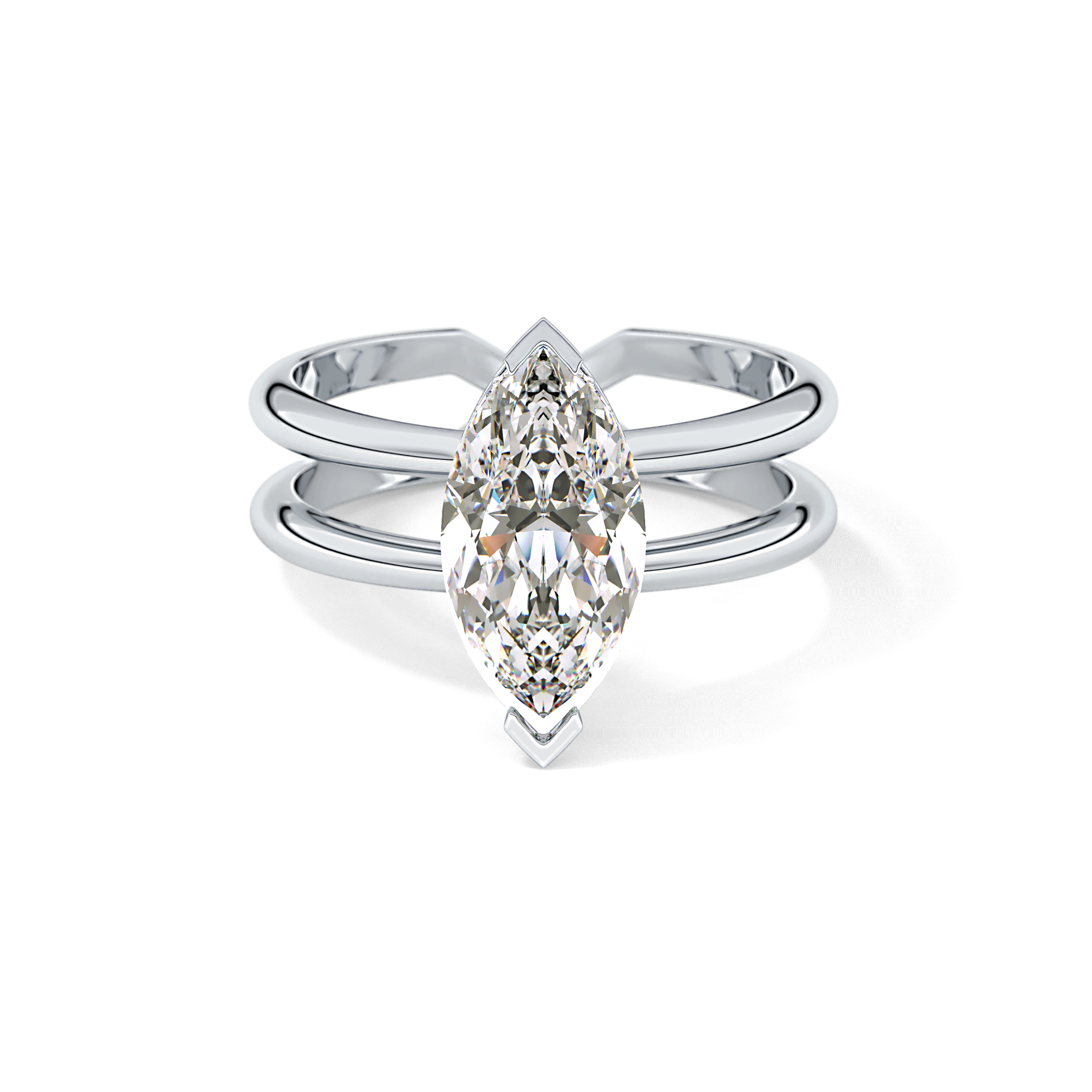 Marquise Double Shank & Hidden Halo Lab Grown Diamond Engagement Ring