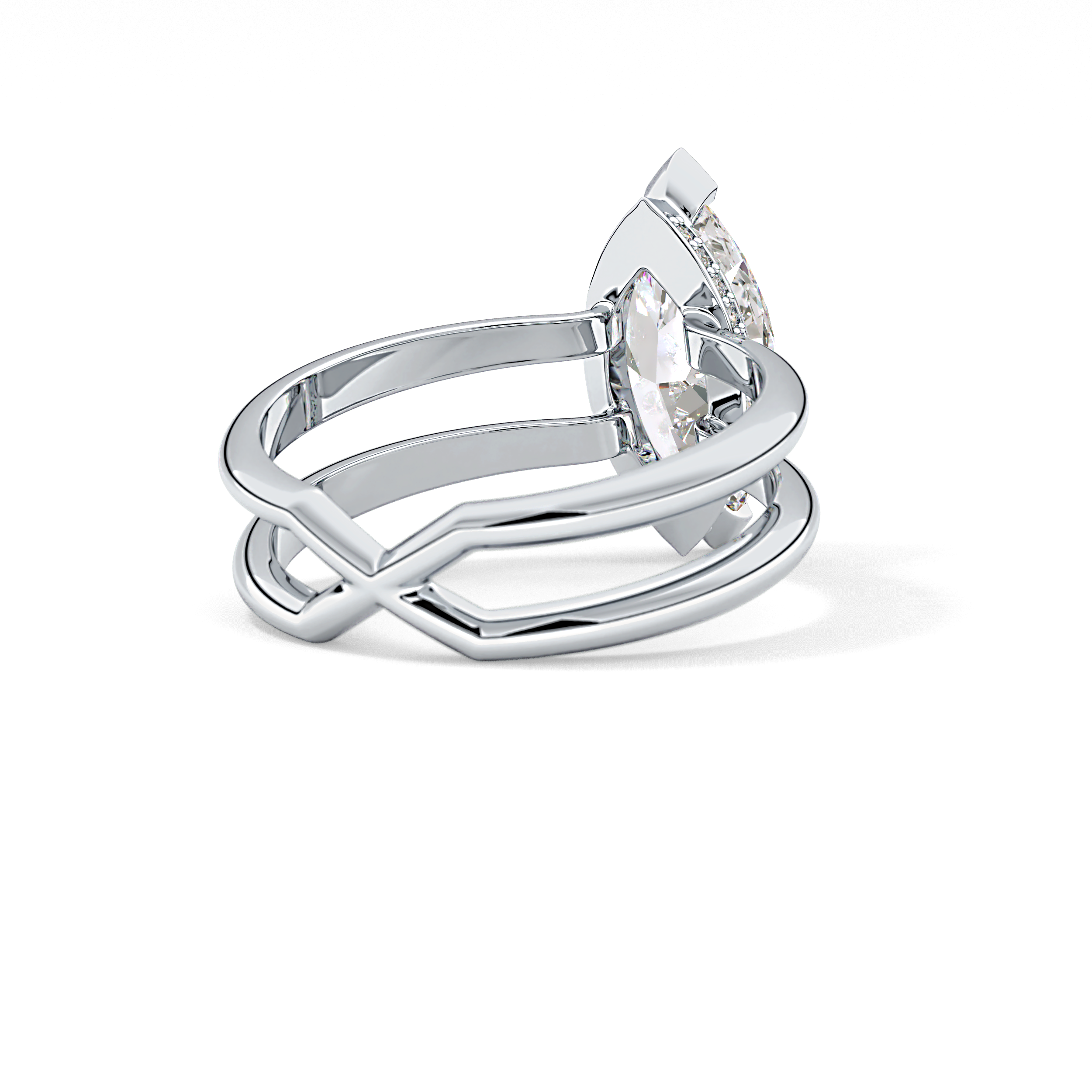Marquise Double Shank & Hidden Halo Lab Grown Diamond Engagement Ring