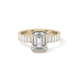 Emerald Half Bezel & Pave Lab Grown Diamond Engagement Ring