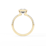 Emerald Half Bezel & Pave Lab Grown Diamond Engagement Ring