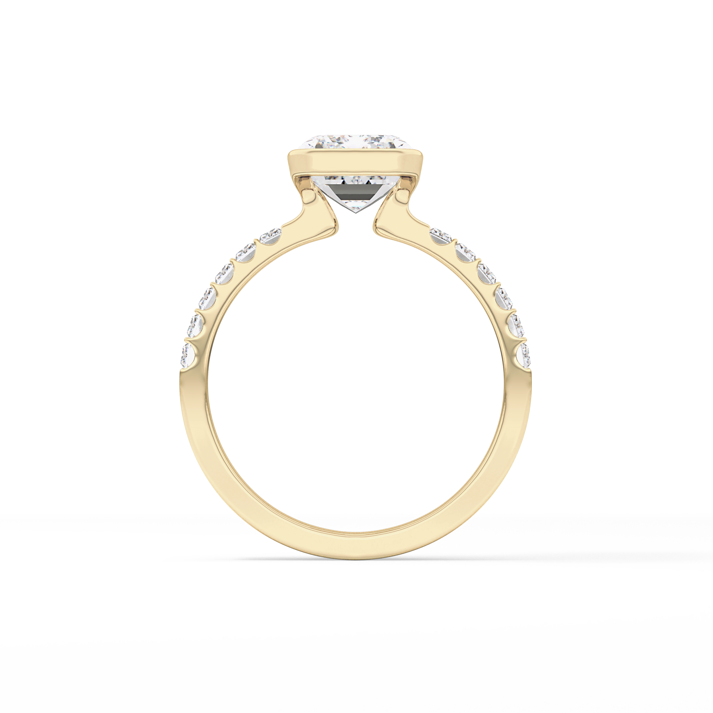Emerald Half Bezel & Pave Lab Grown Diamond Engagement Ring
