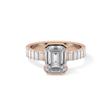 Emerald Half Bezel & Pave Lab Grown Diamond Engagement Ring