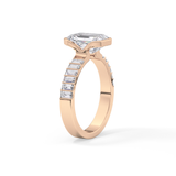 Emerald Half Bezel & Pave Lab Grown Diamond Engagement Ring