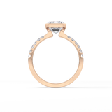 Emerald Half Bezel & Pave Lab Grown Diamond Engagement Ring