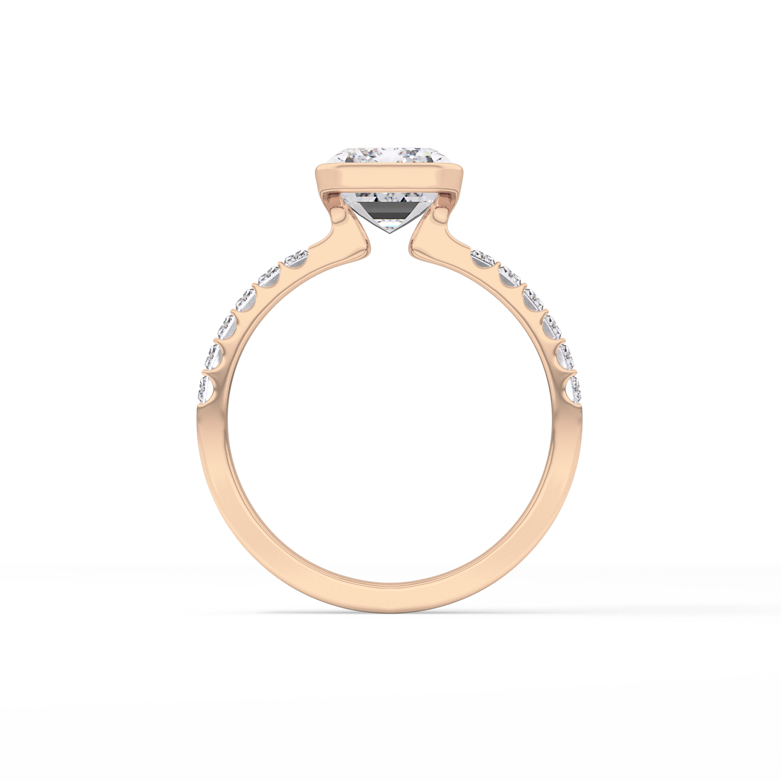 Emerald Half Bezel & Pave Lab Grown Diamond Engagement Ring