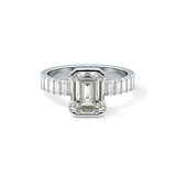 Emerald Half Bezel & Pave Lab Grown Diamond Engagement Ring
