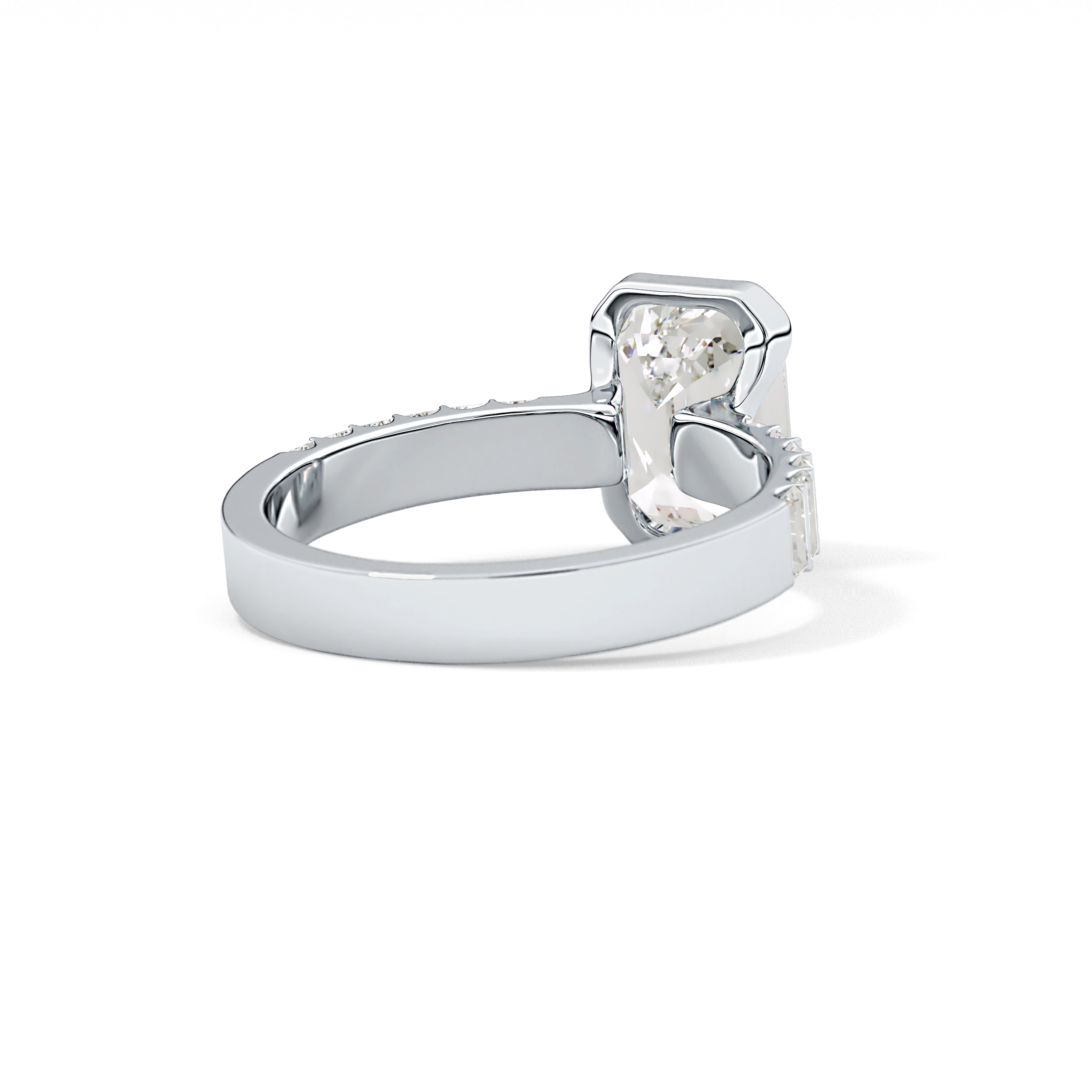Emerald Half Bezel & Pave Lab Grown Diamond Engagement Ring