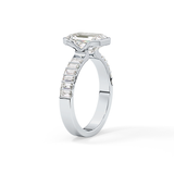 Emerald Half Bezel & Pave Lab Grown Diamond Engagement Ring