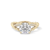 Round Pave Twisted Shank Lab Grown Diamond Engagement Ring