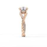 Round Pave Twisted Shank Lab Grown Diamond Engagement Ring