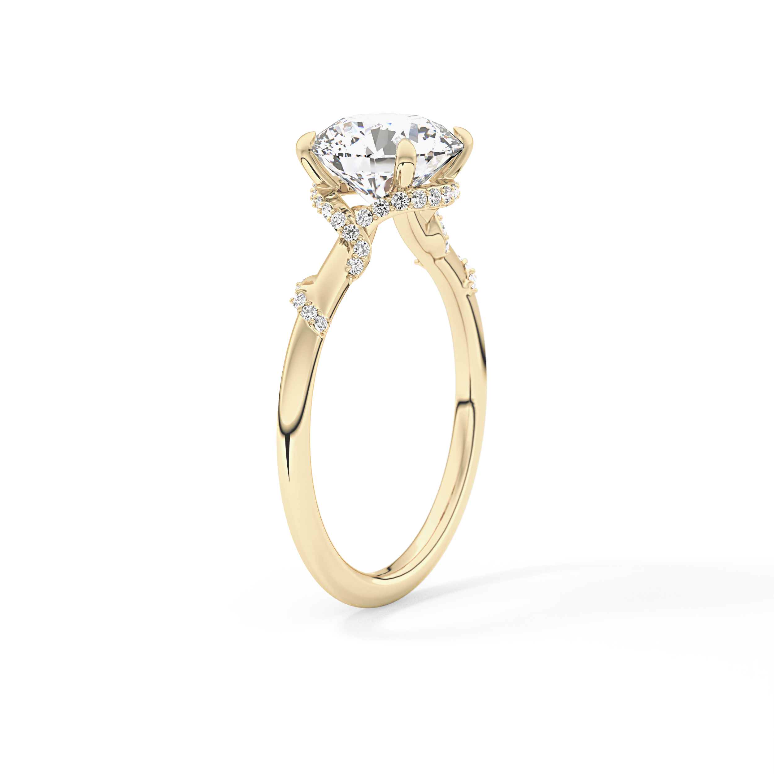 Round Hidden Halo Lab Grown Diamond Engagement Ring
