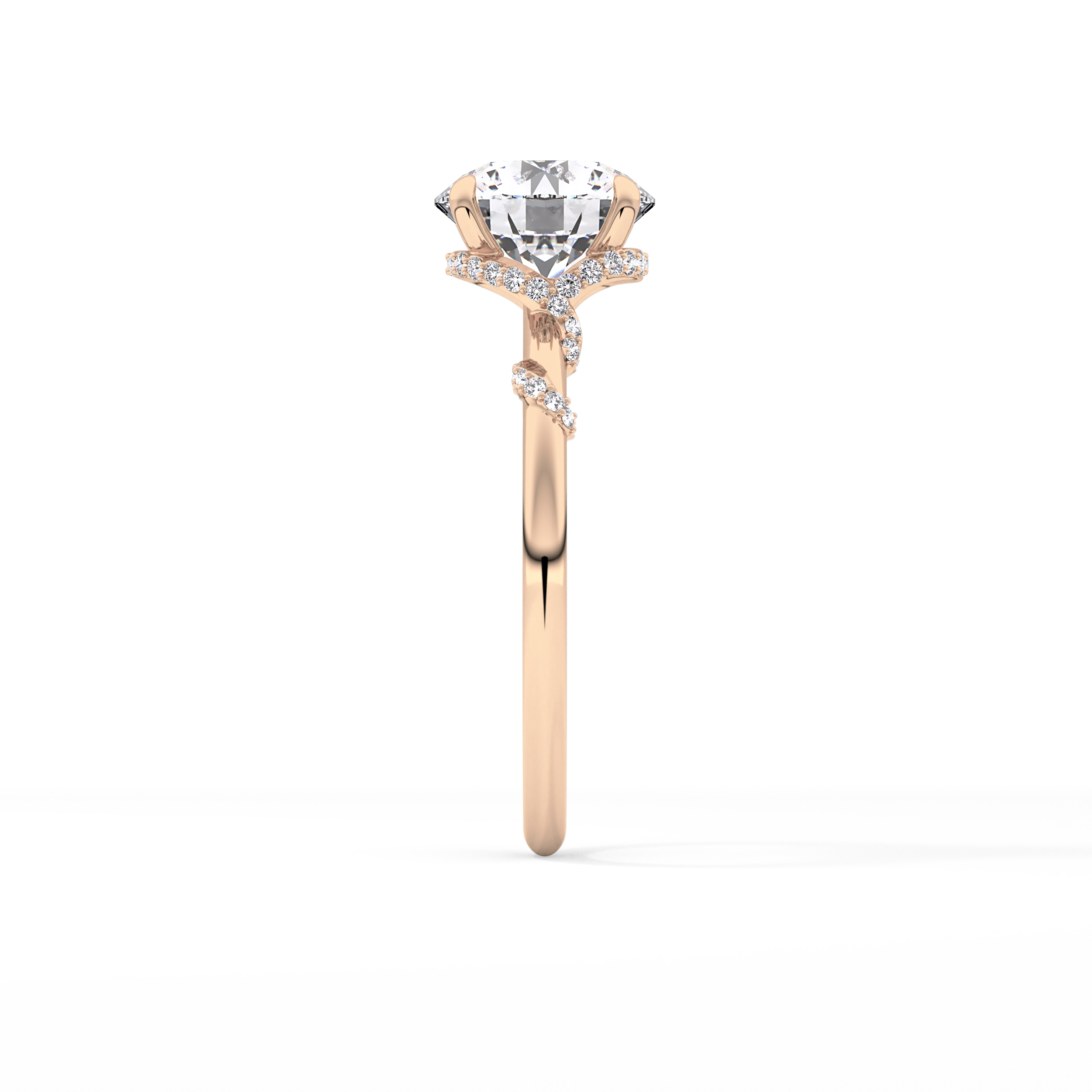 Round Hidden Halo Lab Grown Diamond Engagement Ring