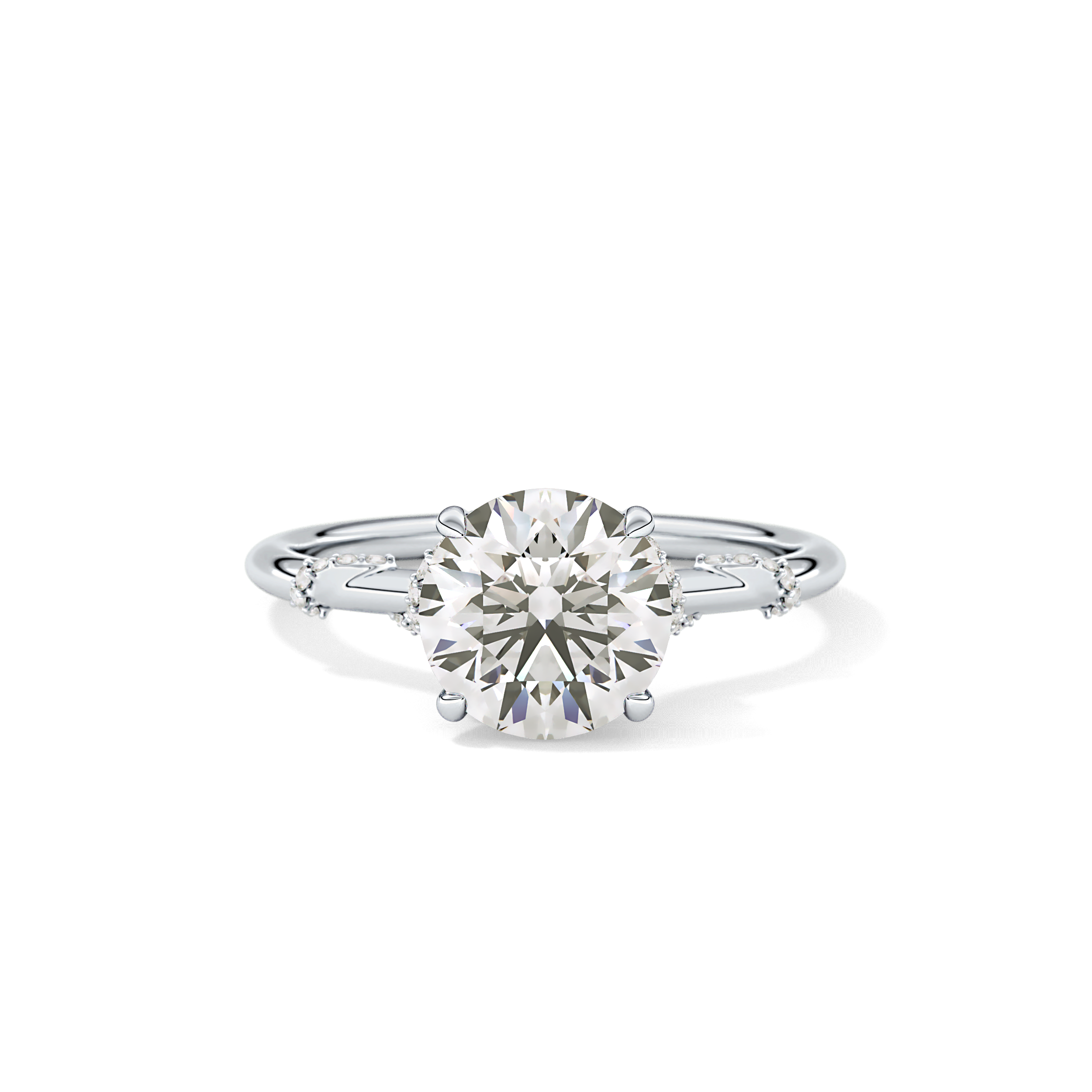 Round Hidden Halo Lab Grown Diamond Engagement Ring