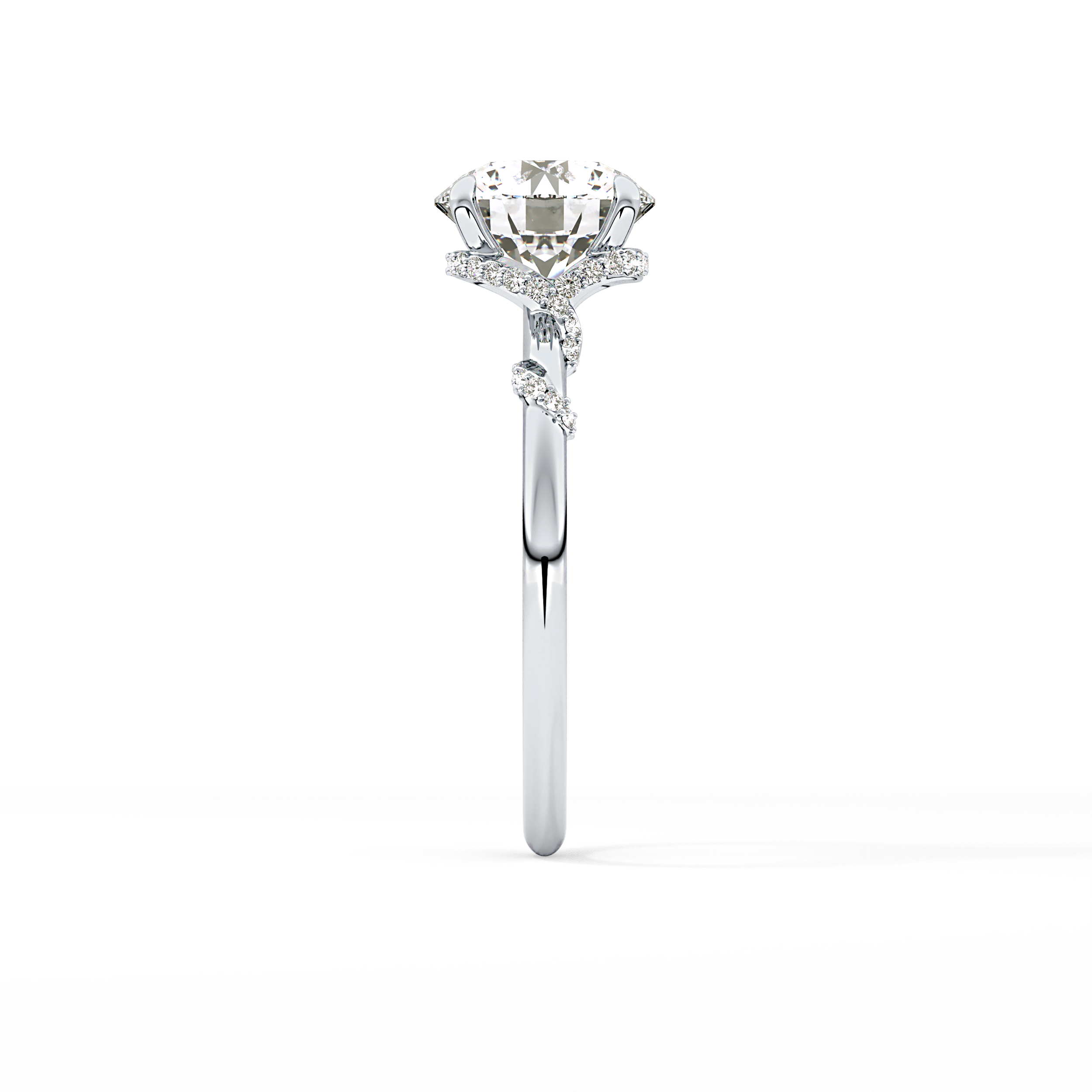 Round Hidden Halo Lab Grown Diamond Engagement Ring