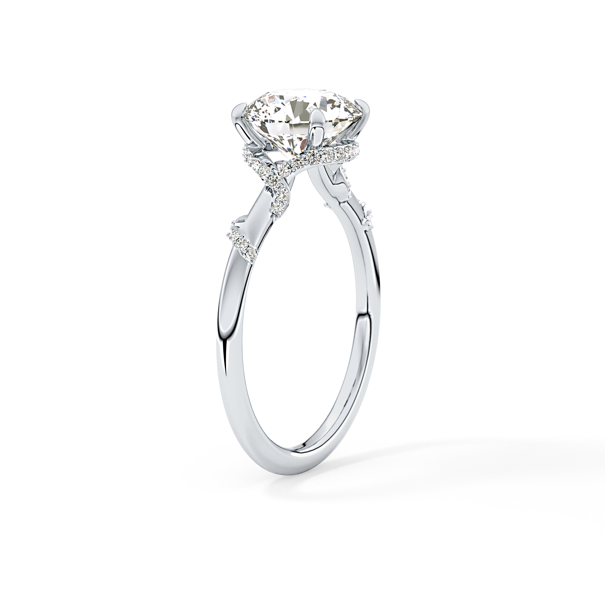 Round Hidden Halo Lab Grown Diamond Engagement Ring