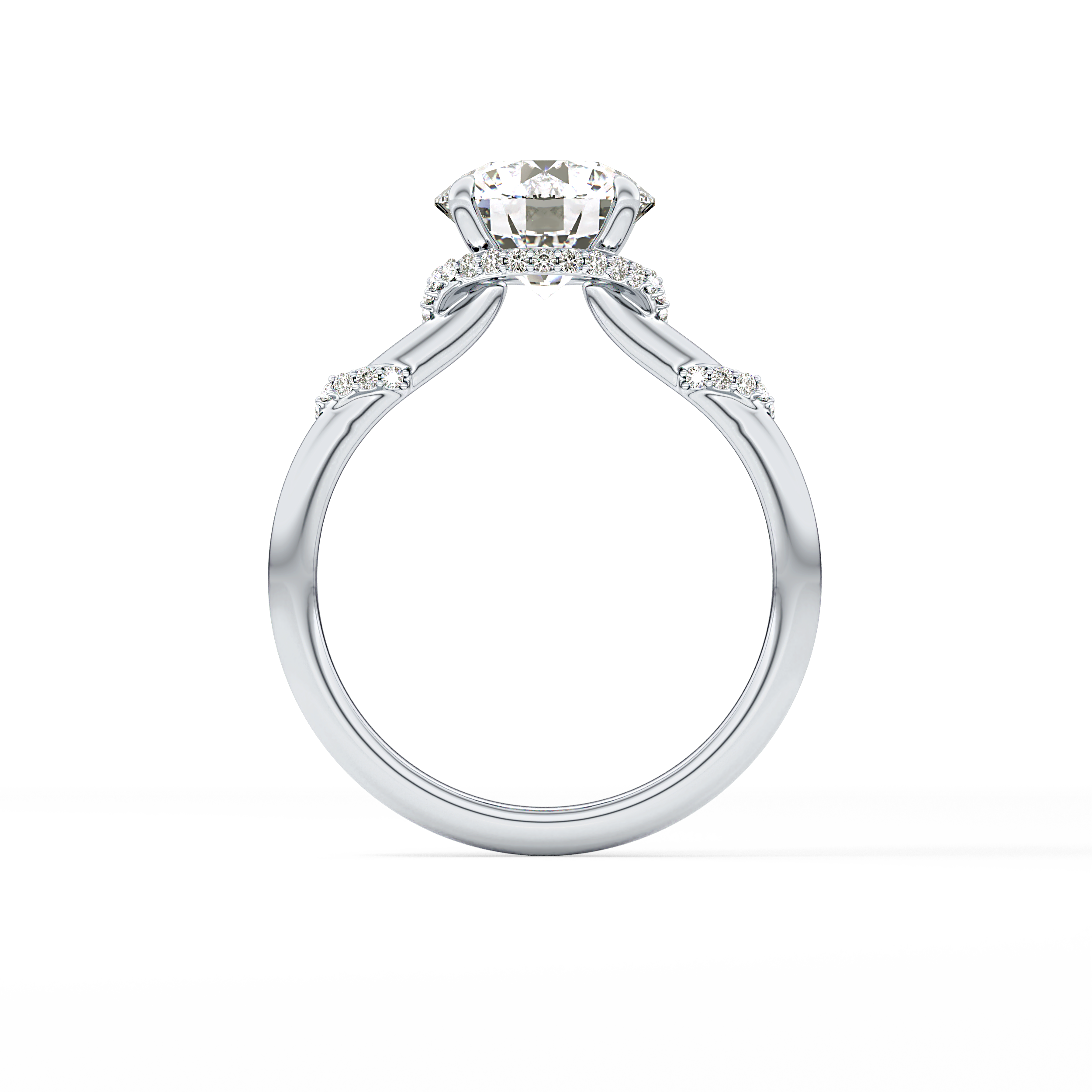 Round Hidden Halo Lab Grown Diamond Engagement Ring