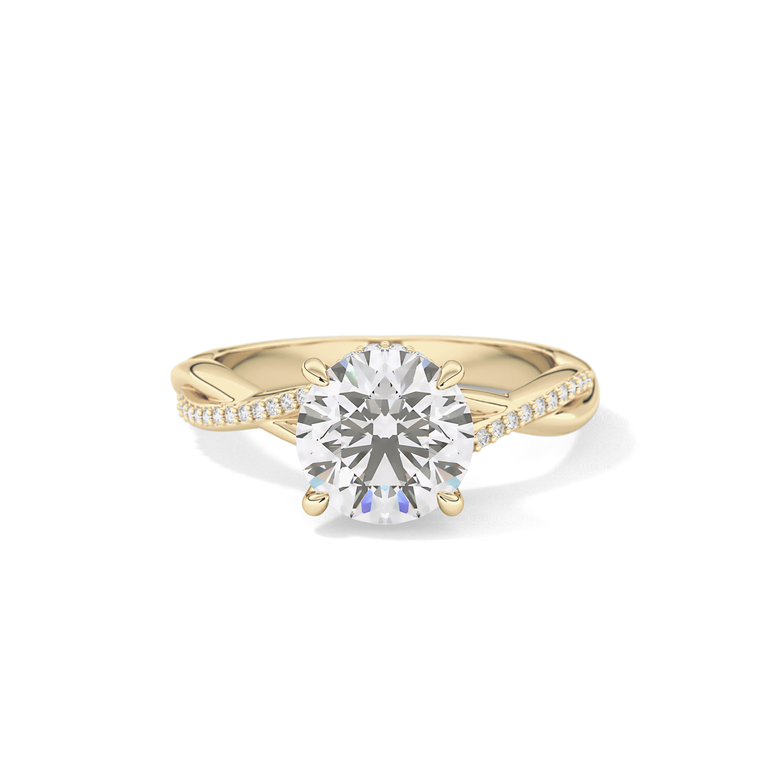 Round Hidden Halo & Pave Lab Grown Diamond Engagement Ring
