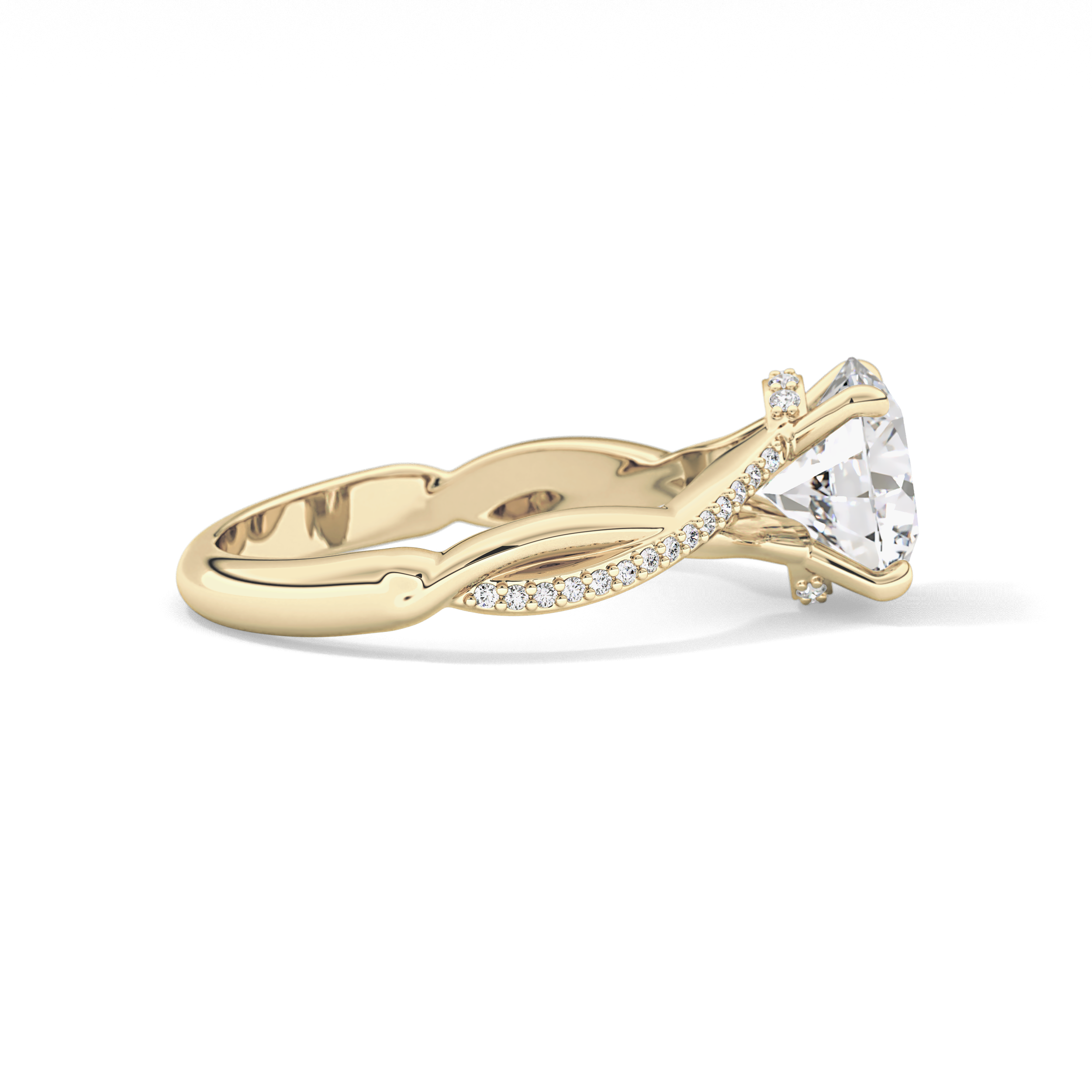 Round Hidden Halo & Pave Lab Grown Diamond Engagement Ring