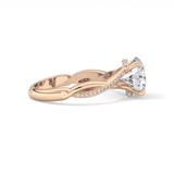 Round Hidden Halo & Pave Lab Grown Diamond Engagement Ring