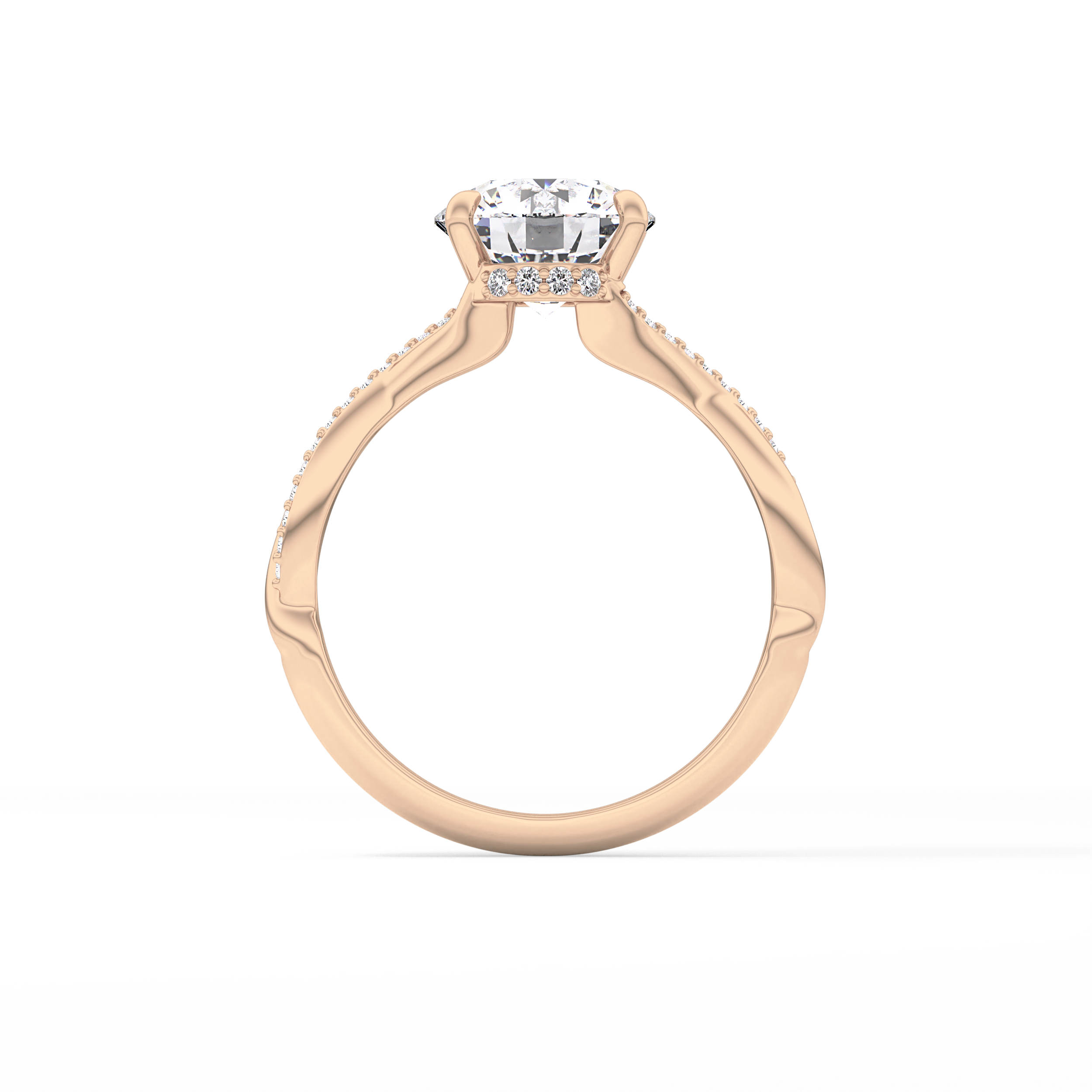 Round Hidden Halo & Pave Lab Grown Diamond Engagement Ring