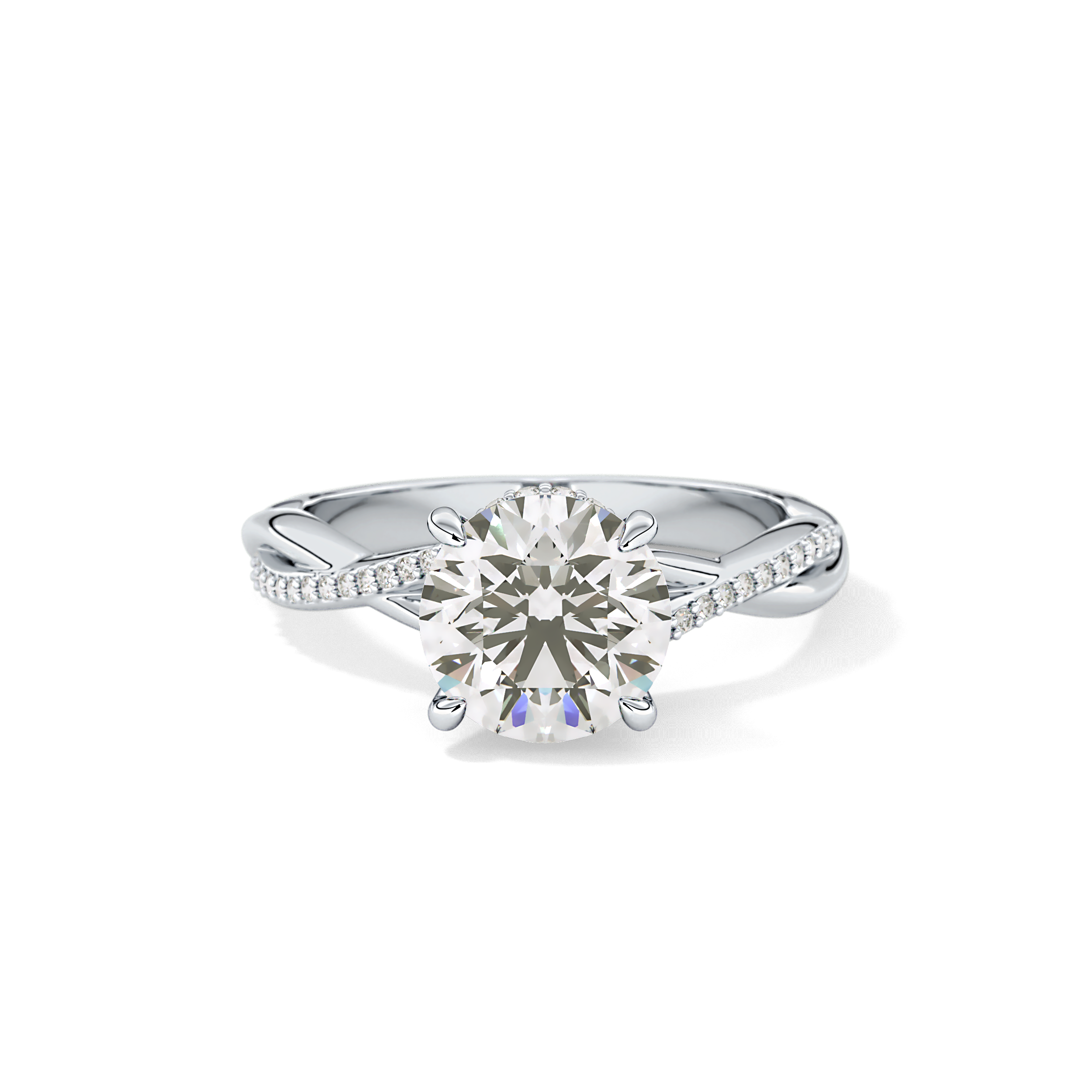 Round Hidden Halo & Pave Lab Grown Diamond Engagement Ring