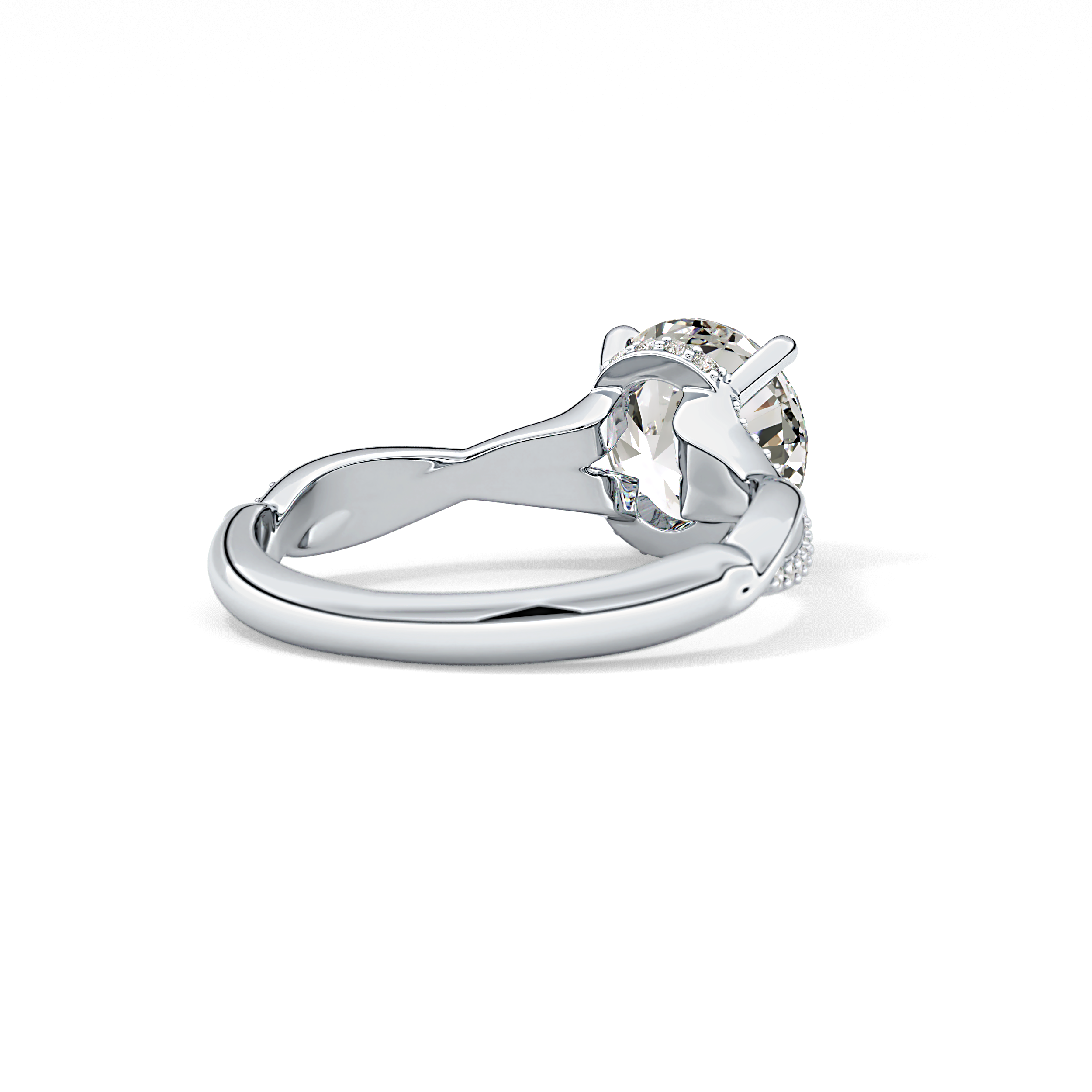 Round Hidden Halo & Pave Lab Grown Diamond Engagement Ring