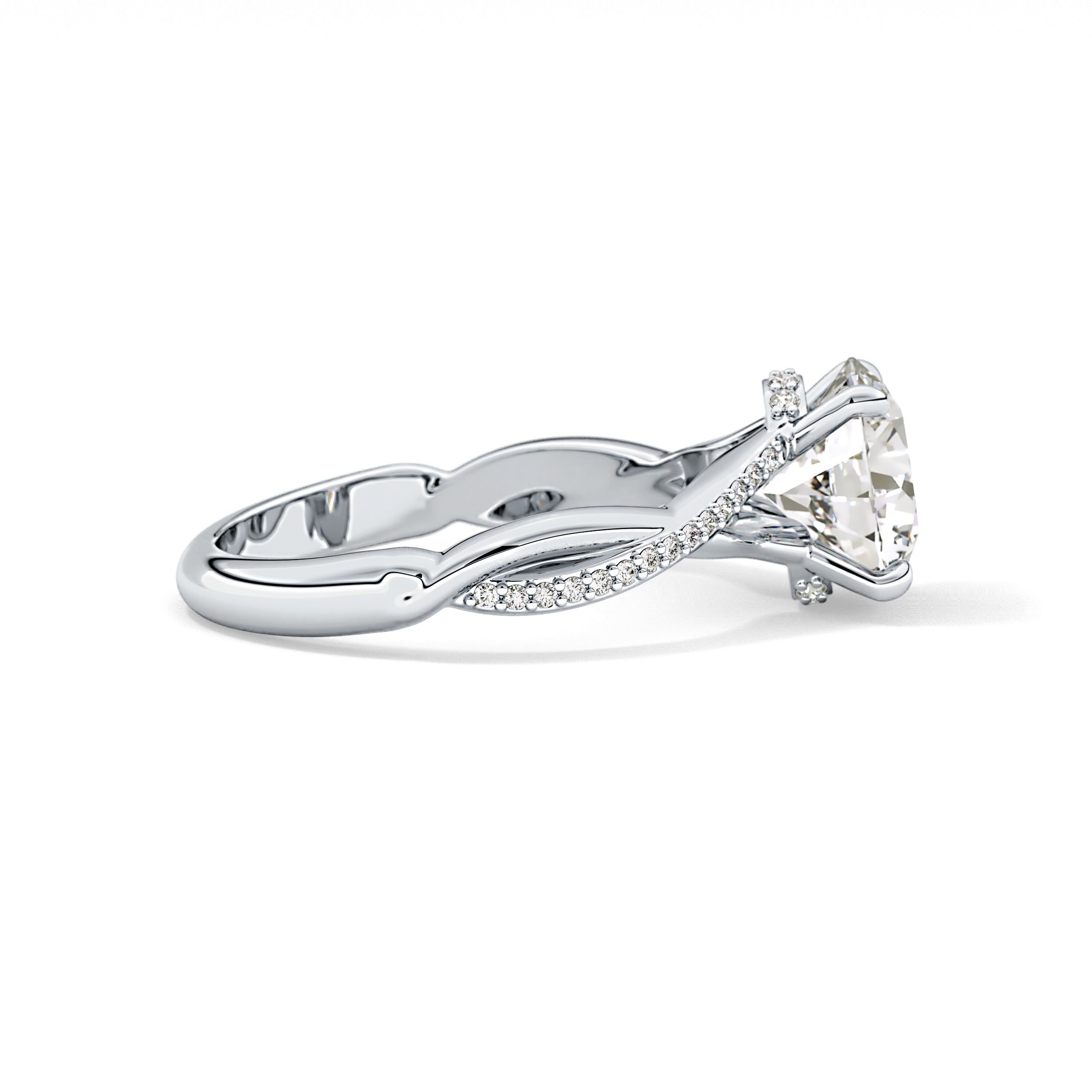Round Hidden Halo & Pave Lab Grown Diamond Engagement Ring