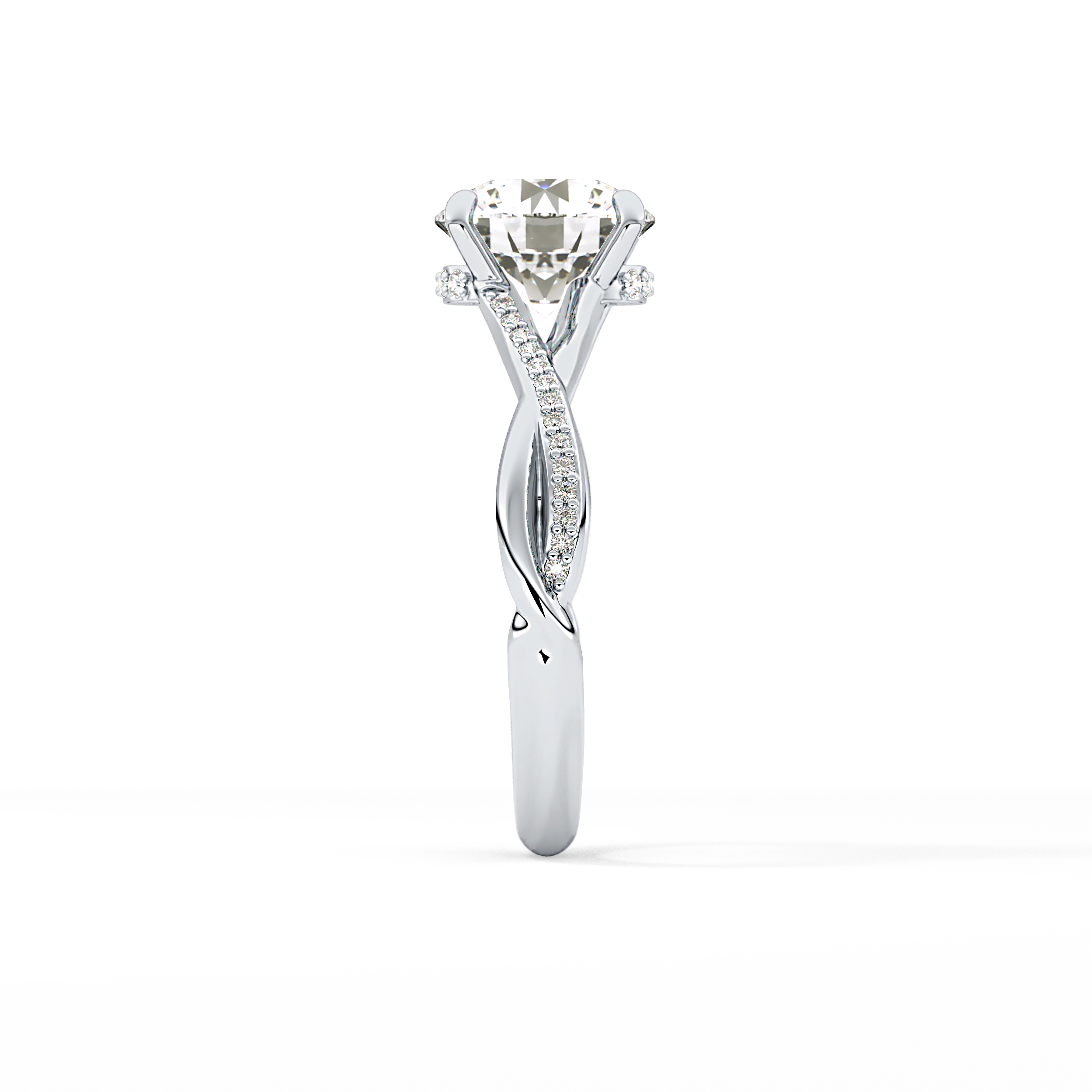 Round Hidden Halo & Pave Lab Grown Diamond Engagement Ring