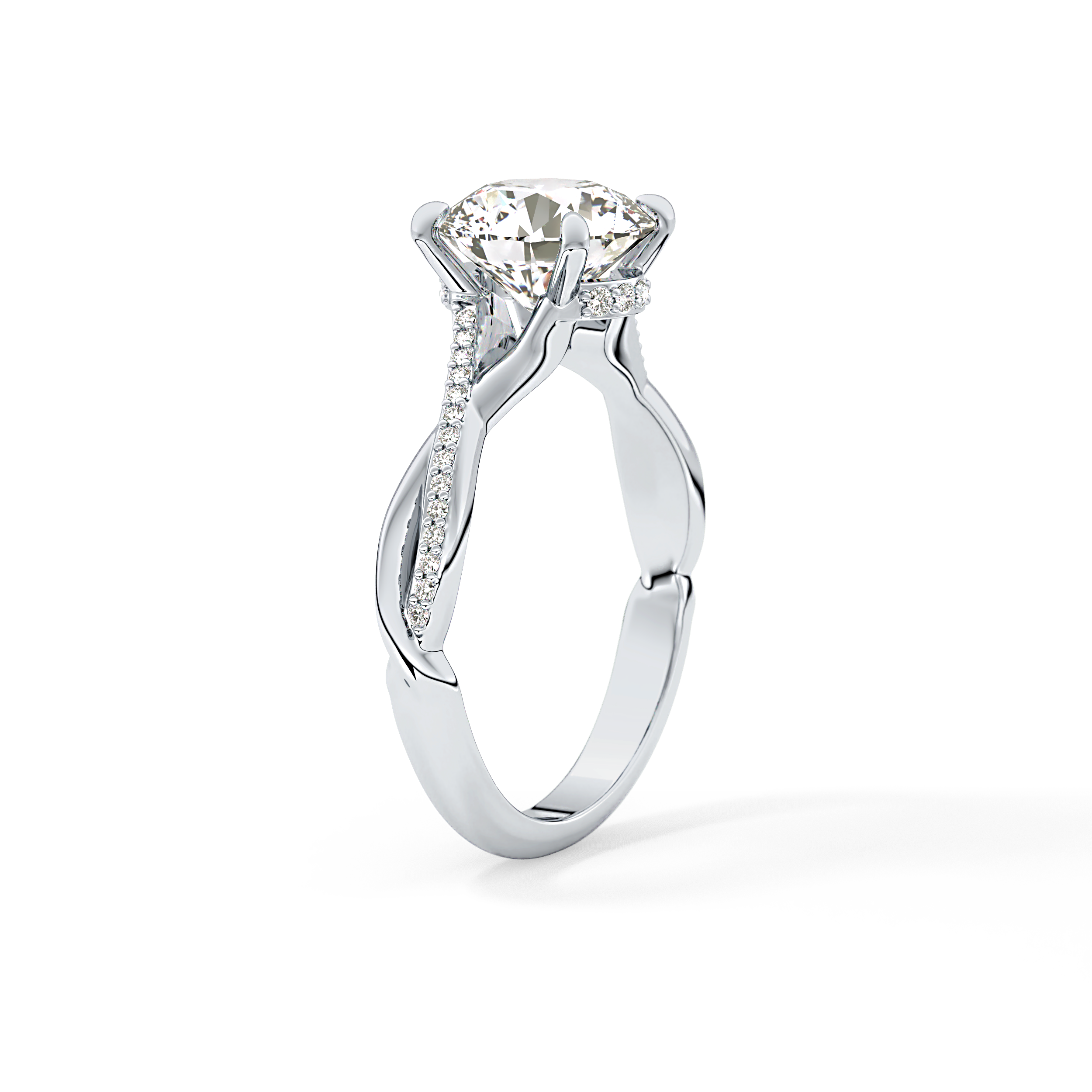 Round Hidden Halo & Pave Lab Grown Diamond Engagement Ring