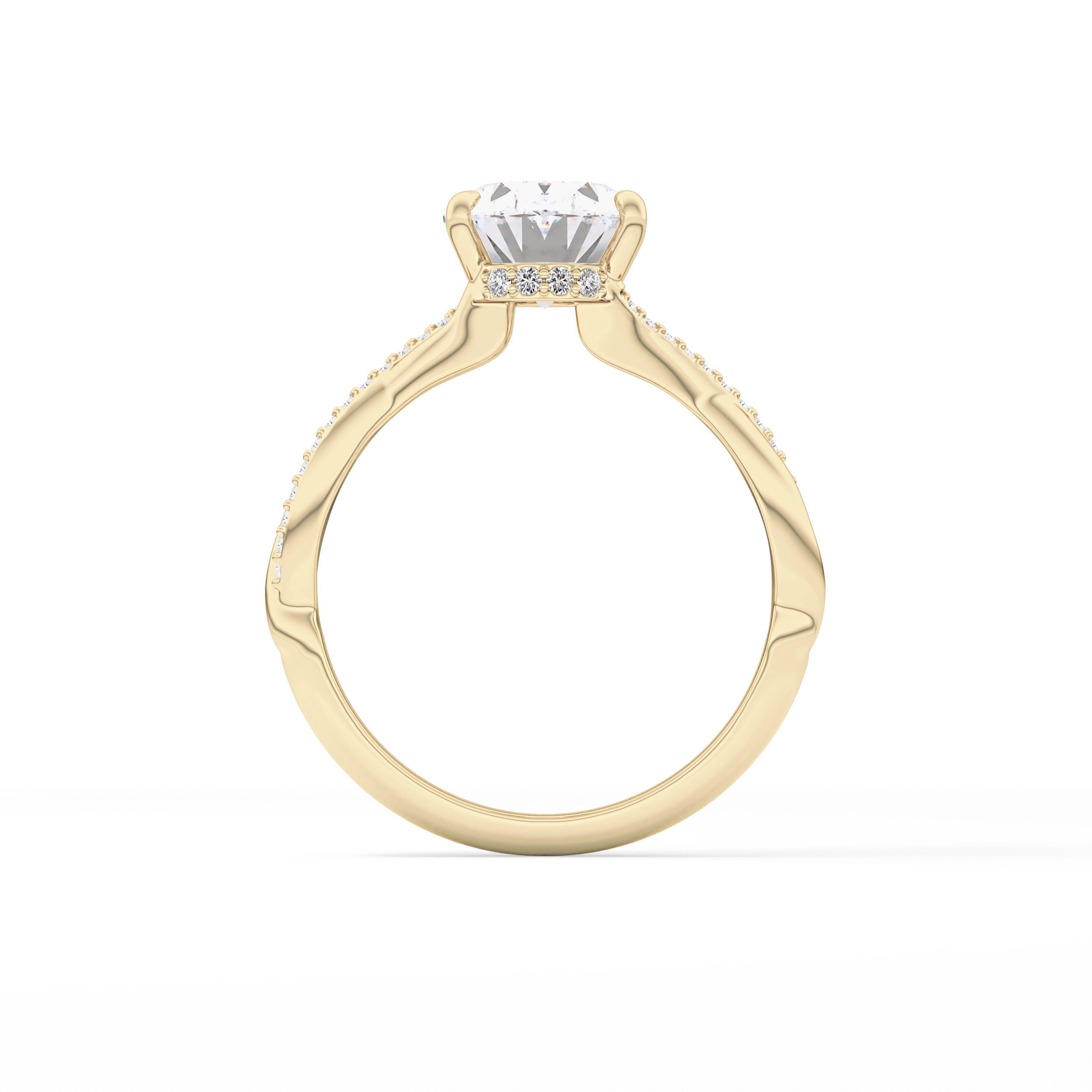 Oval Hidden Halo & Pave Lab Grown Diamond Engagement Ring