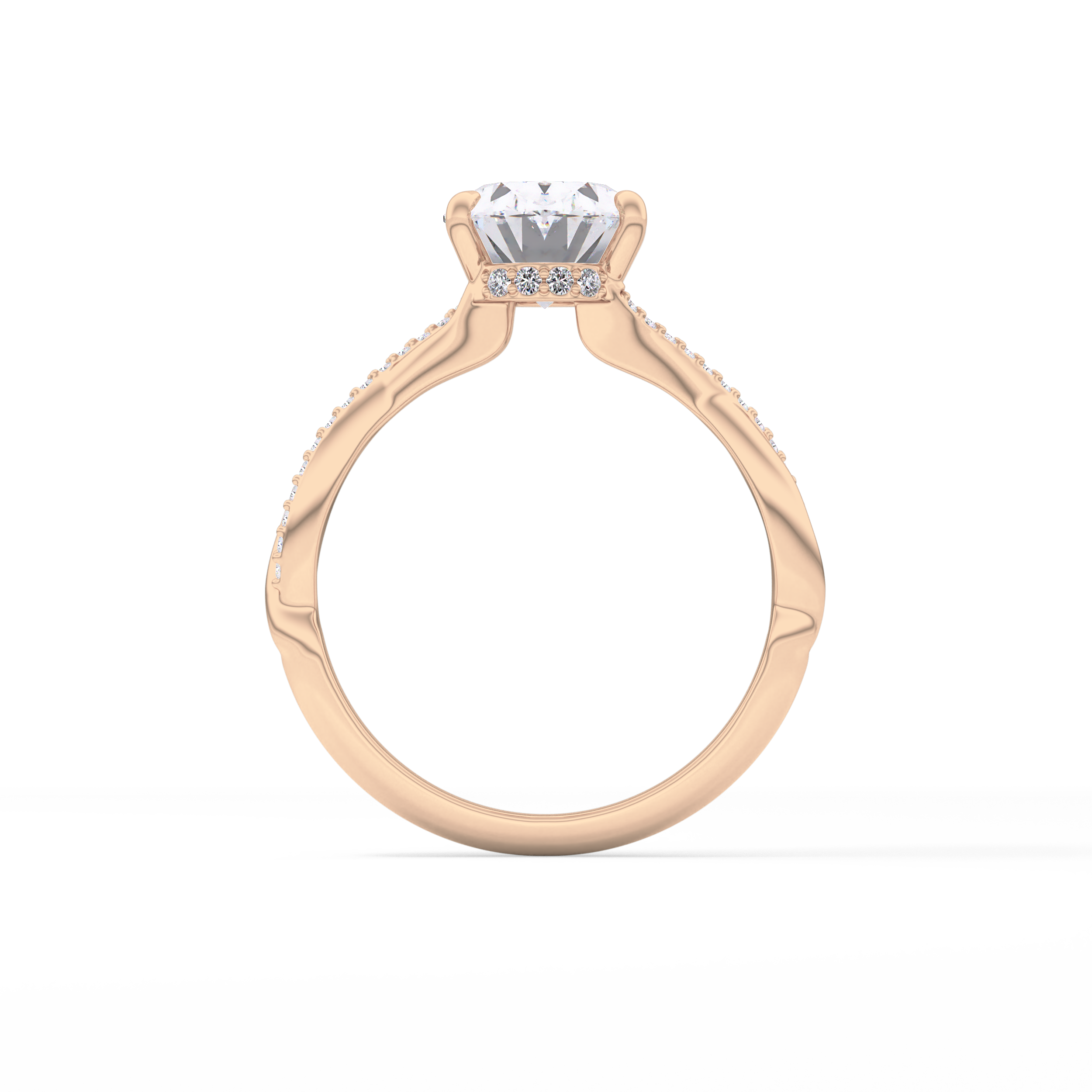 Oval Hidden Halo & Pave Lab Grown Diamond Engagement Ring