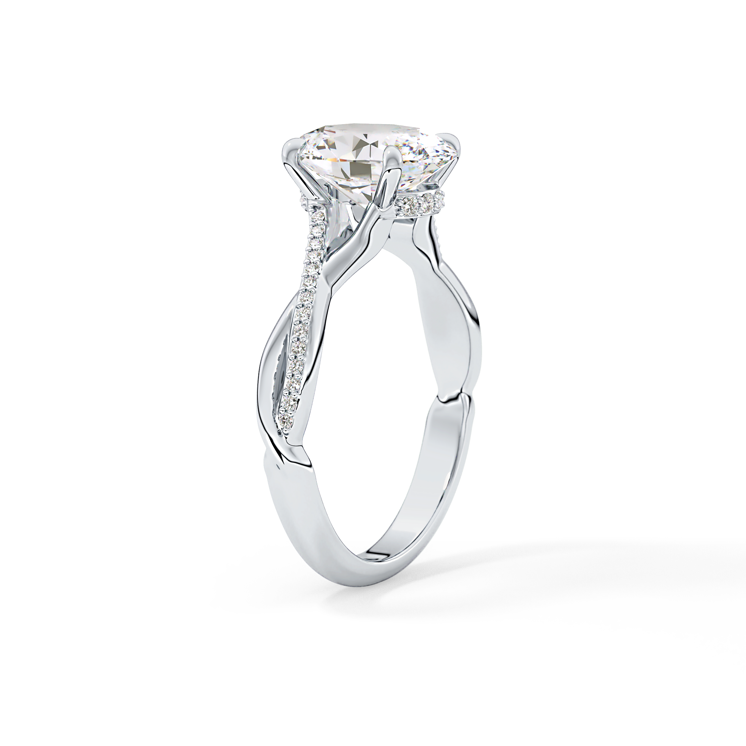 Oval Hidden Halo & Pave Lab Grown Diamond Engagement Ring