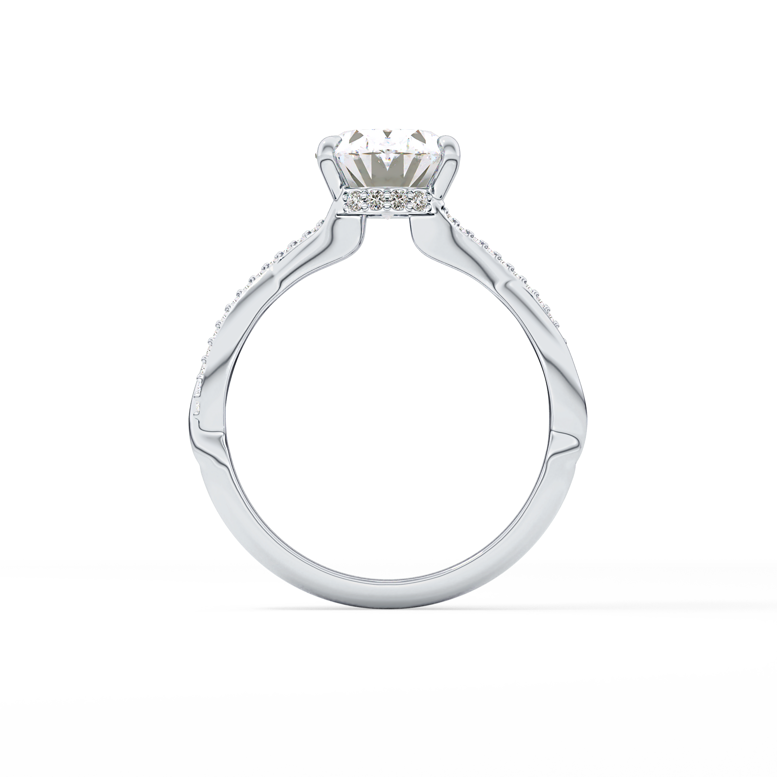 Oval Hidden Halo & Pave Lab Grown Diamond Engagement Ring