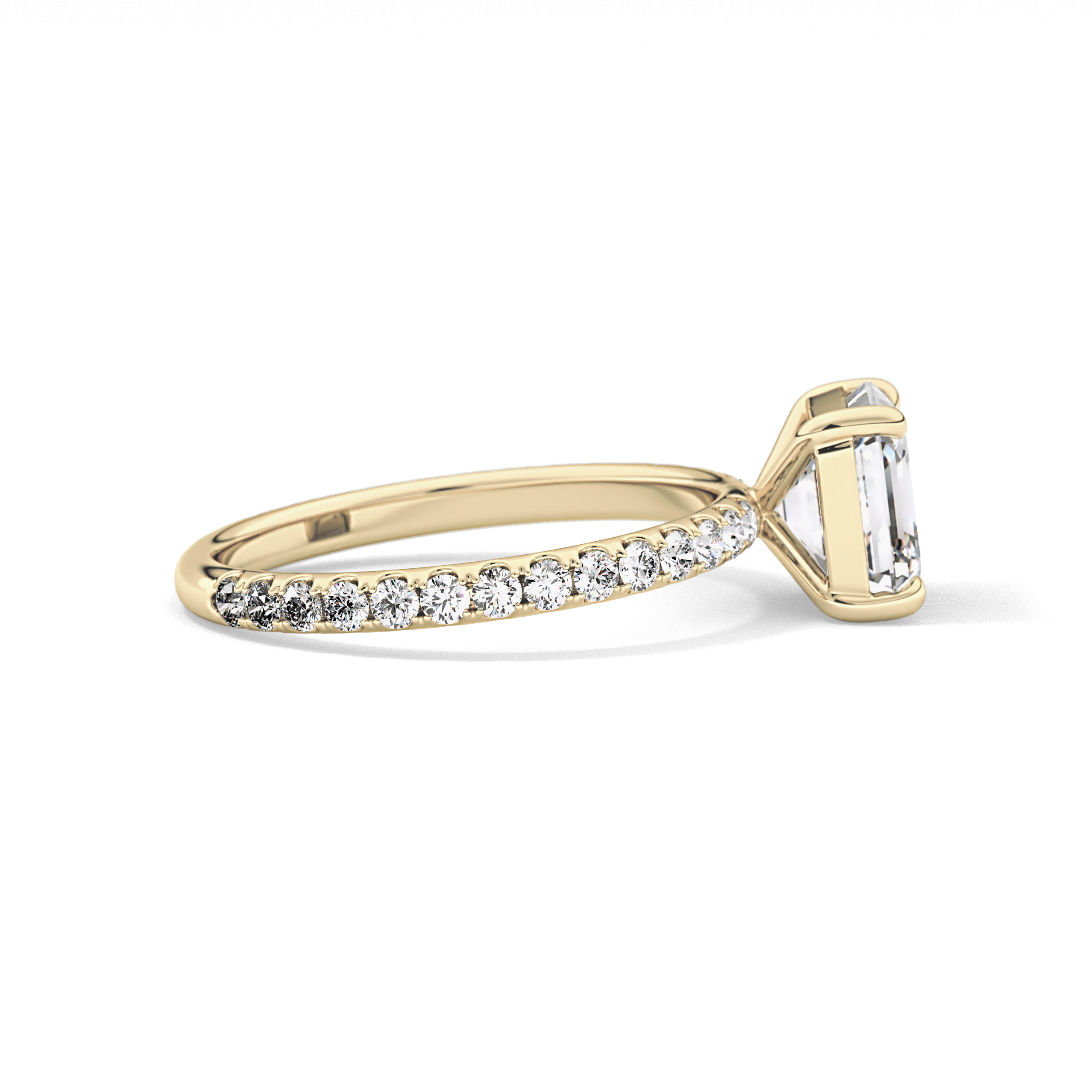Asscher Pave Lab Grown Diamond Engagement Ring