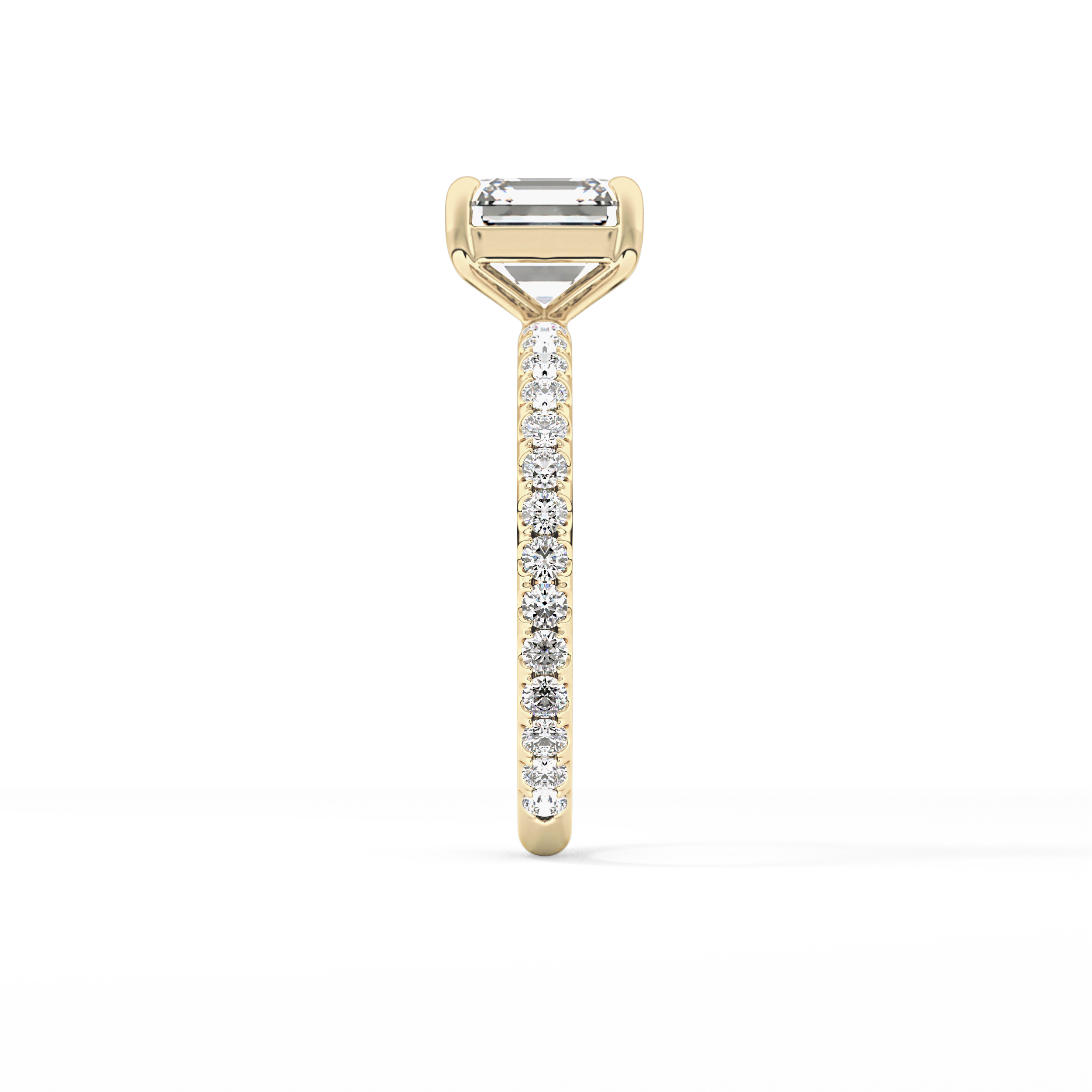 Asscher Pave Lab Grown Diamond Engagement Ring