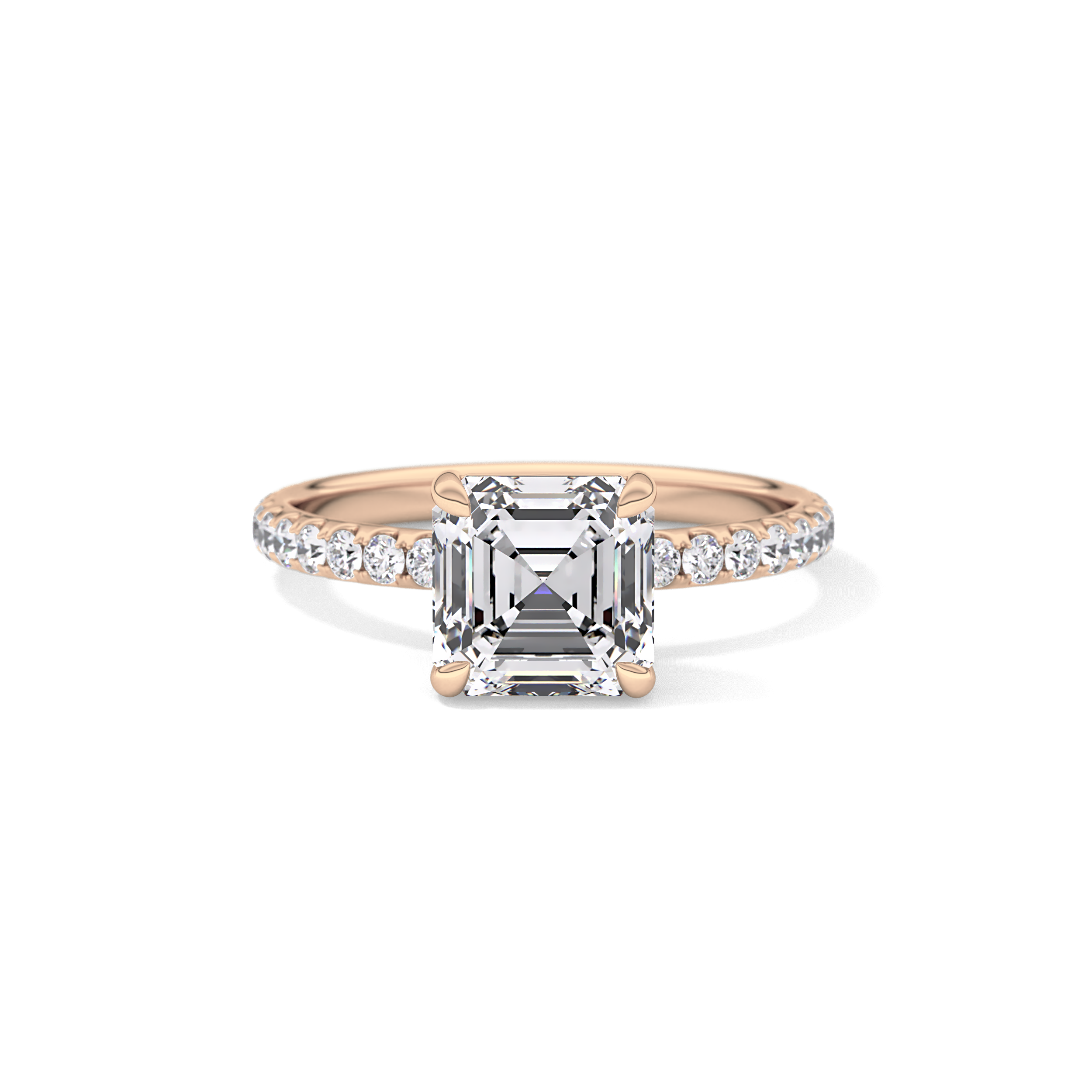 Asscher Pave Lab Grown Diamond Engagement Ring