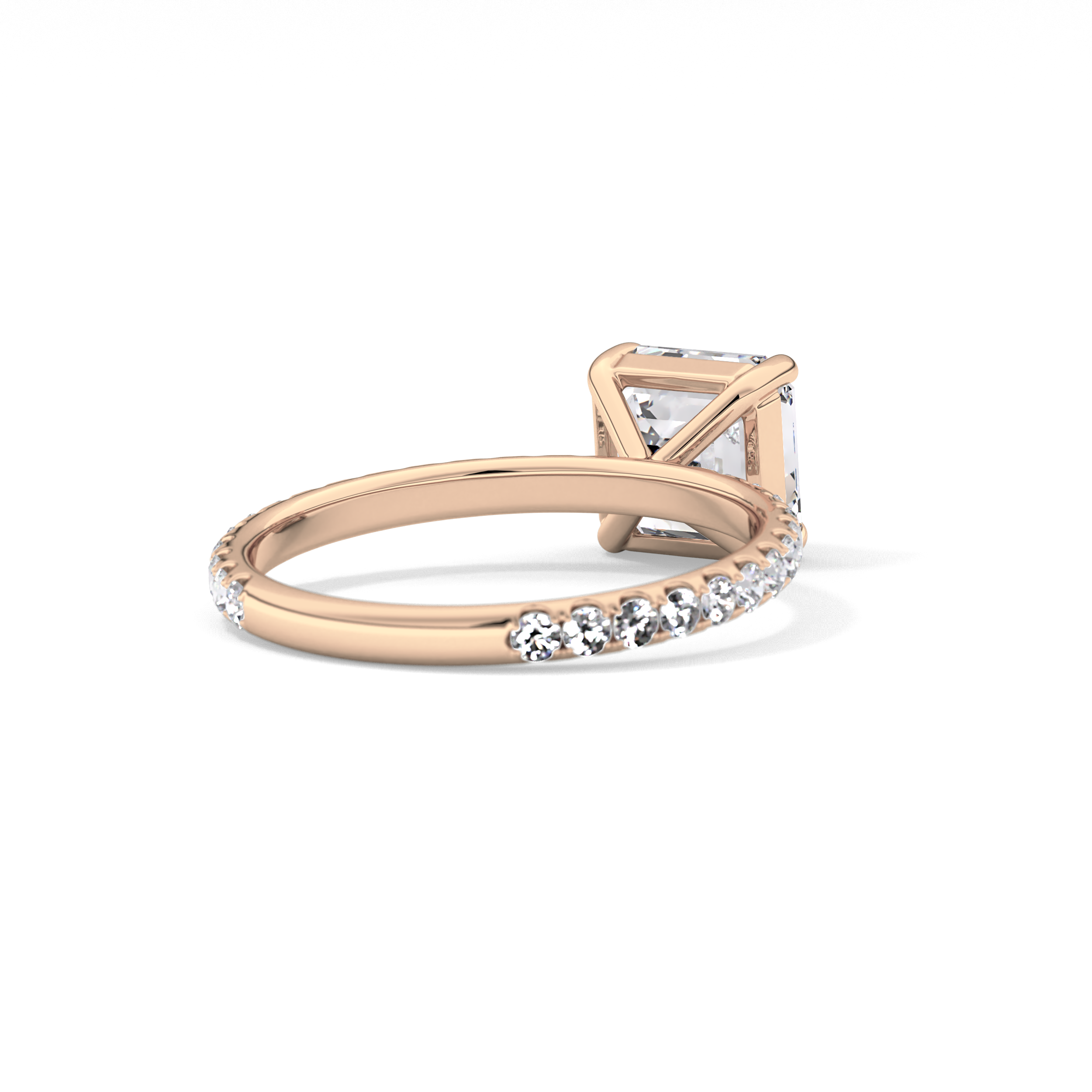Asscher Pave Lab Grown Diamond Engagement Ring